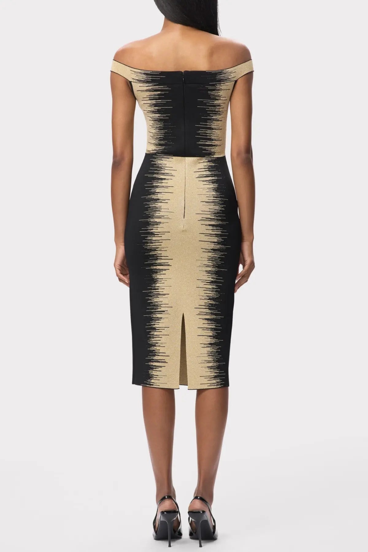 Off Shoulder Gradient Midi Bandage Dress