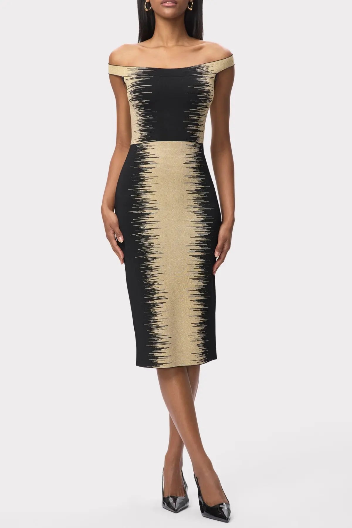 Off Shoulder Gradient Midi Bandage Dress