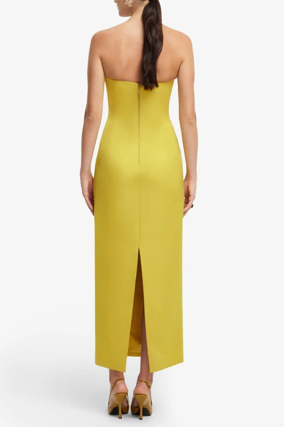 Sequin Floral Bustier Maxi Dress in Yellow