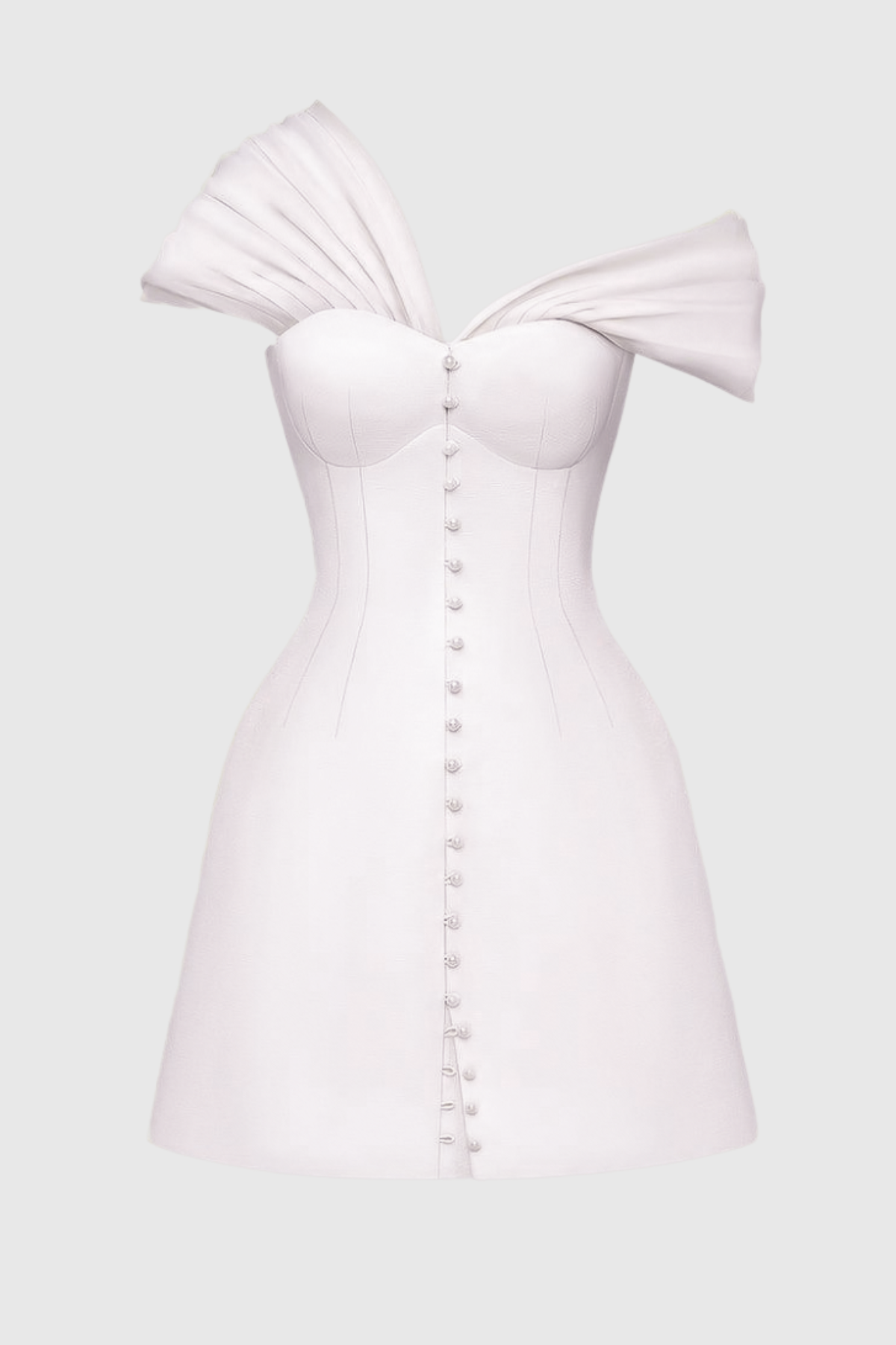 Off Shoulder Buttoned Mini Dress - Pink