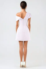Off Shoulder Buttoned Mini Dress - Pink