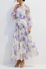 Floral Print Long Sleeve Maxi Dress