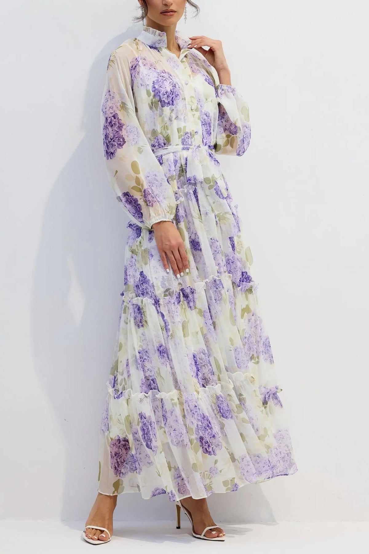 Floral Print Long Sleeve Maxi Dress