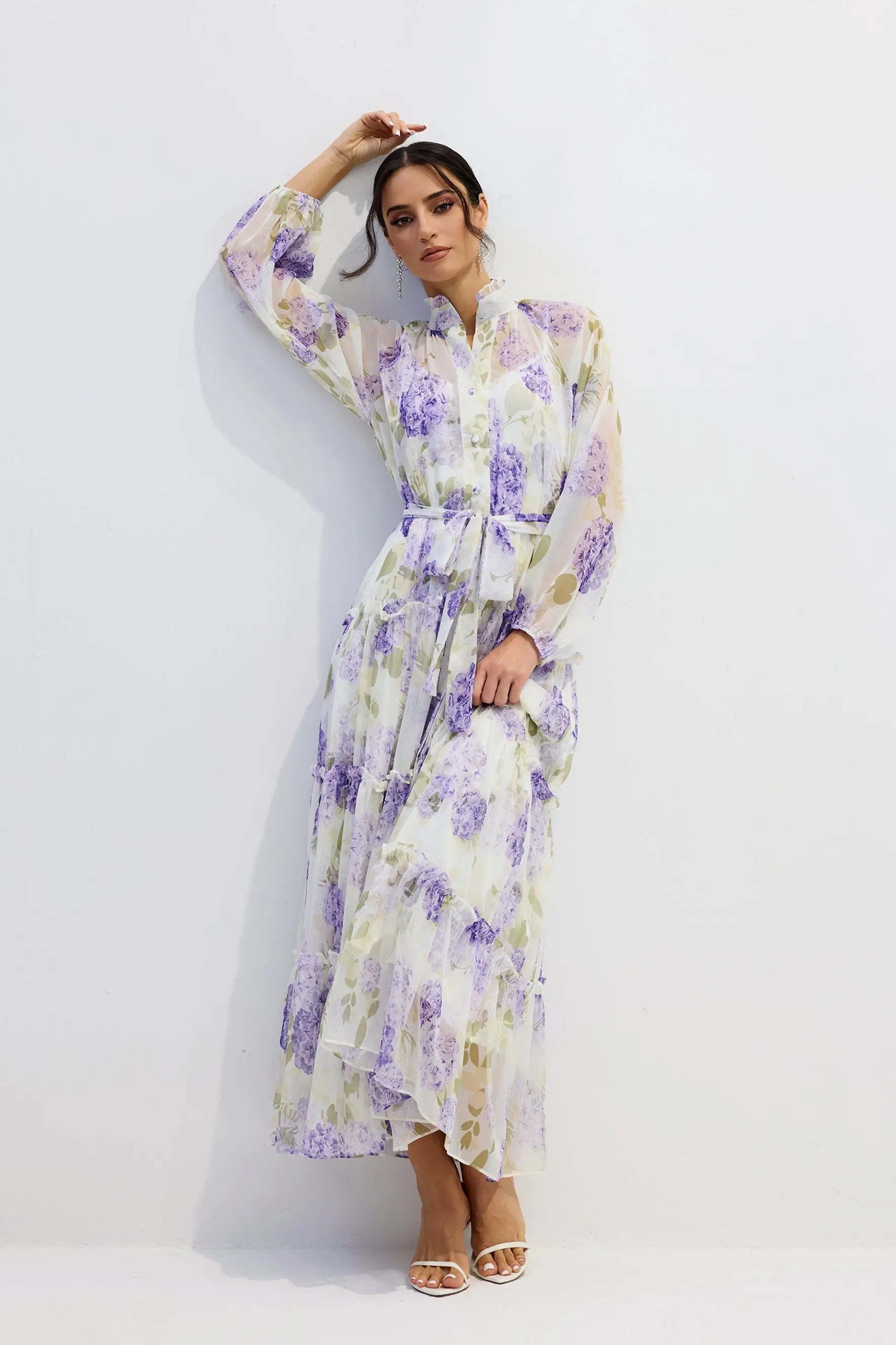 Floral Print Long Sleeve Maxi Dress