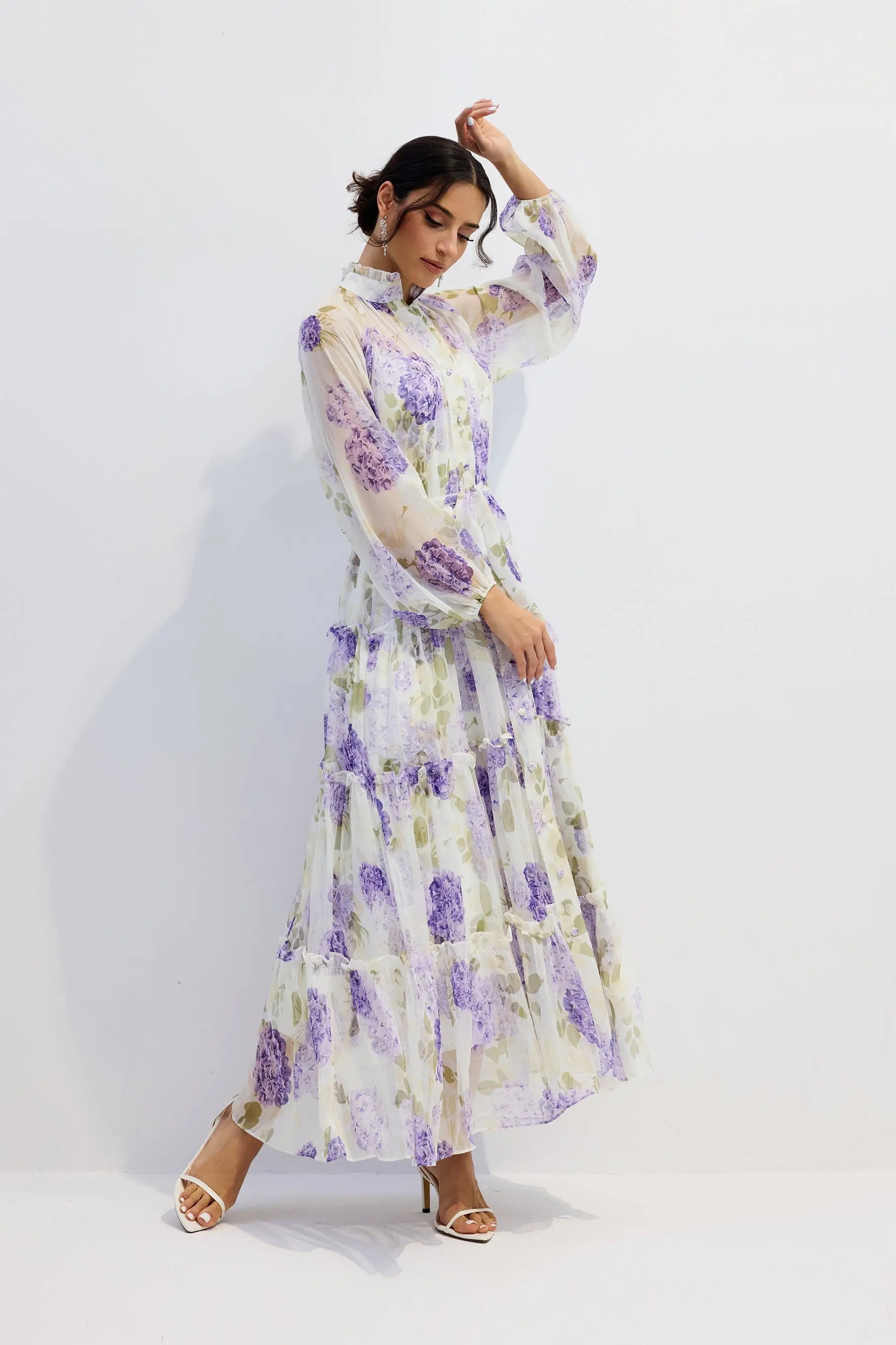 Floral Print Long Sleeve Maxi Dress