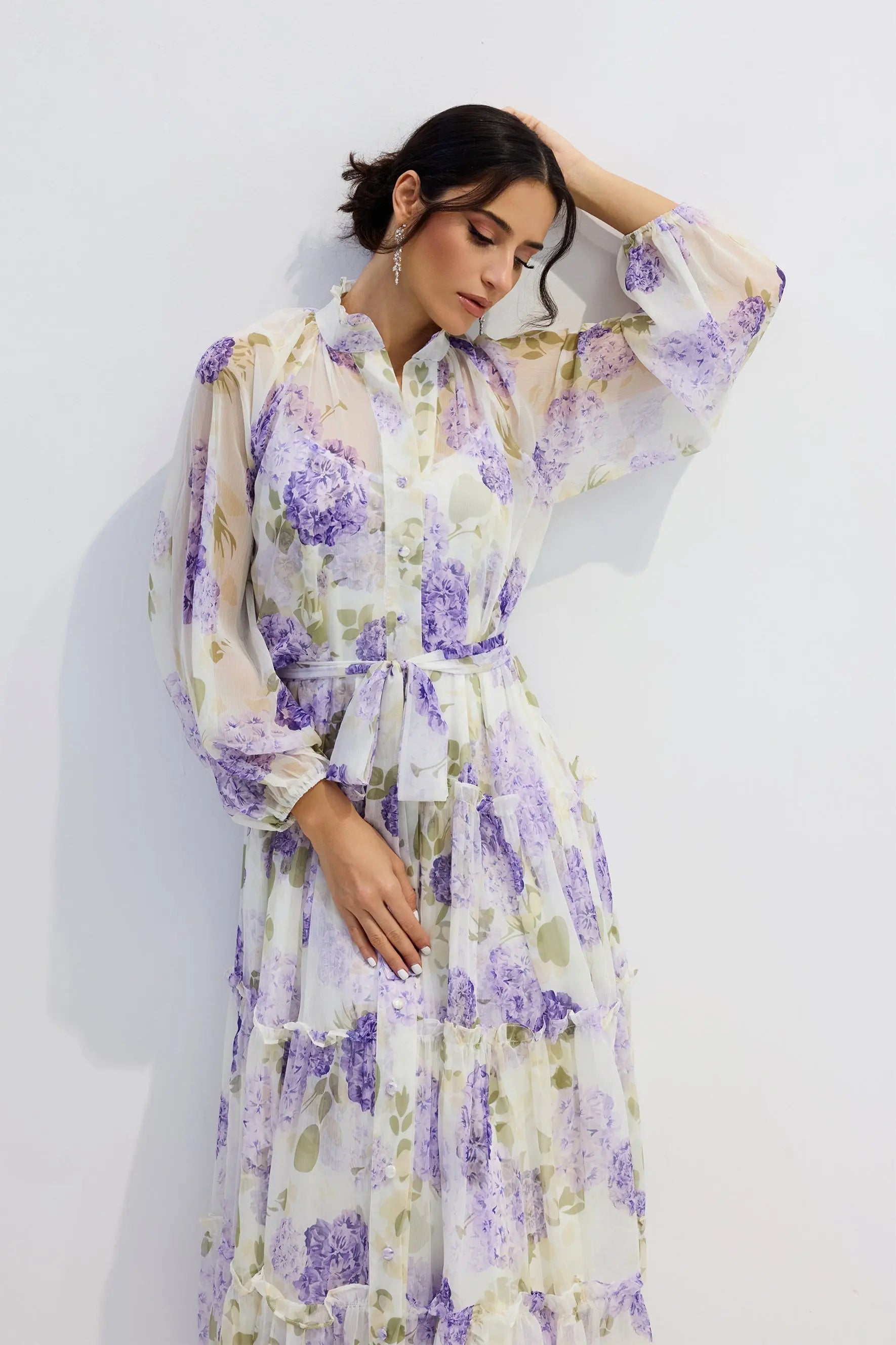 Floral Print Long Sleeve Maxi Dress