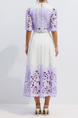 Floral Embroidered Two-Piece Set in Purple
