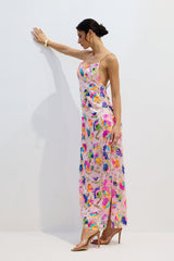Embroidered Ses Backless Maxi Dress
