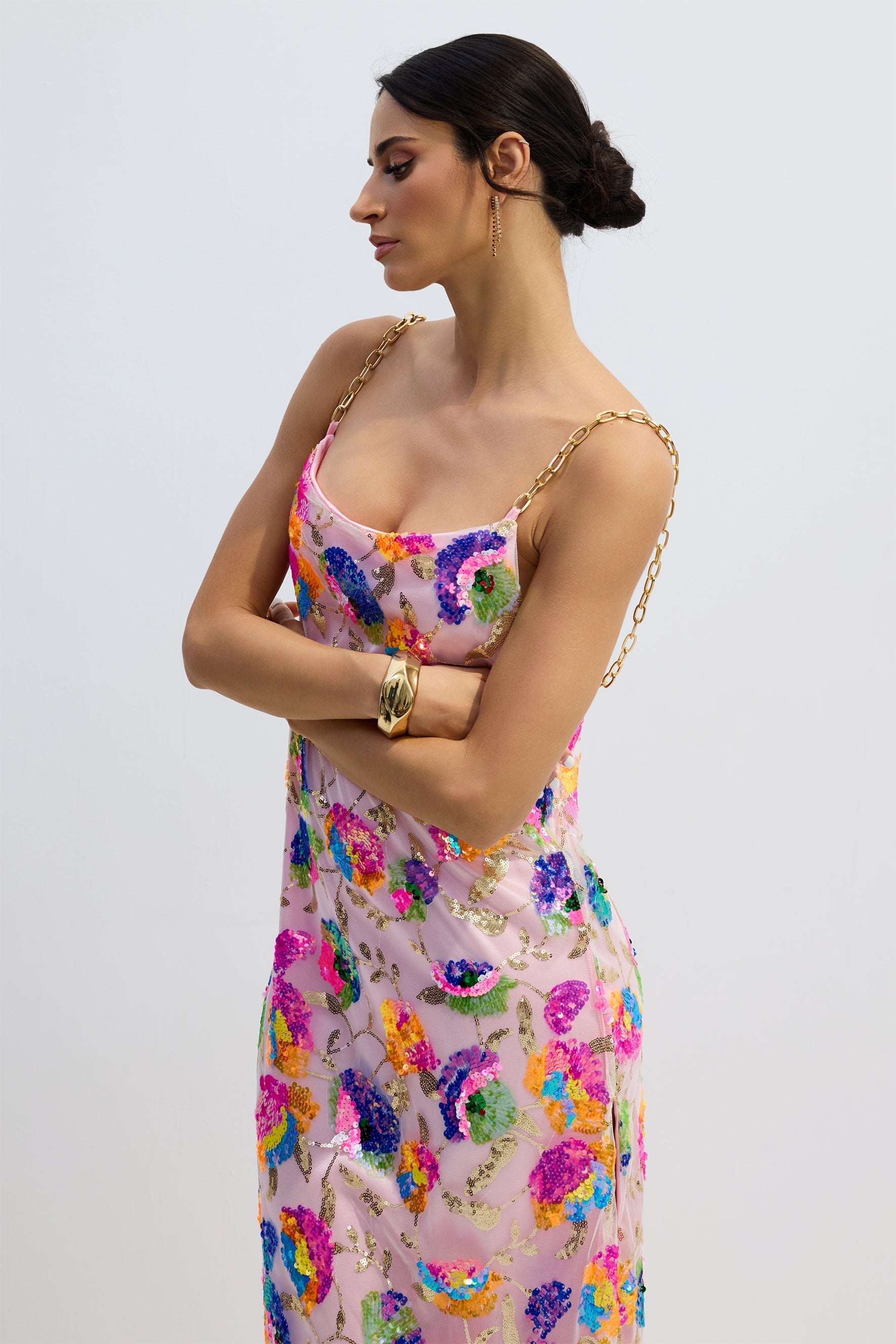 Embroidered Ses Backless Maxi Dress