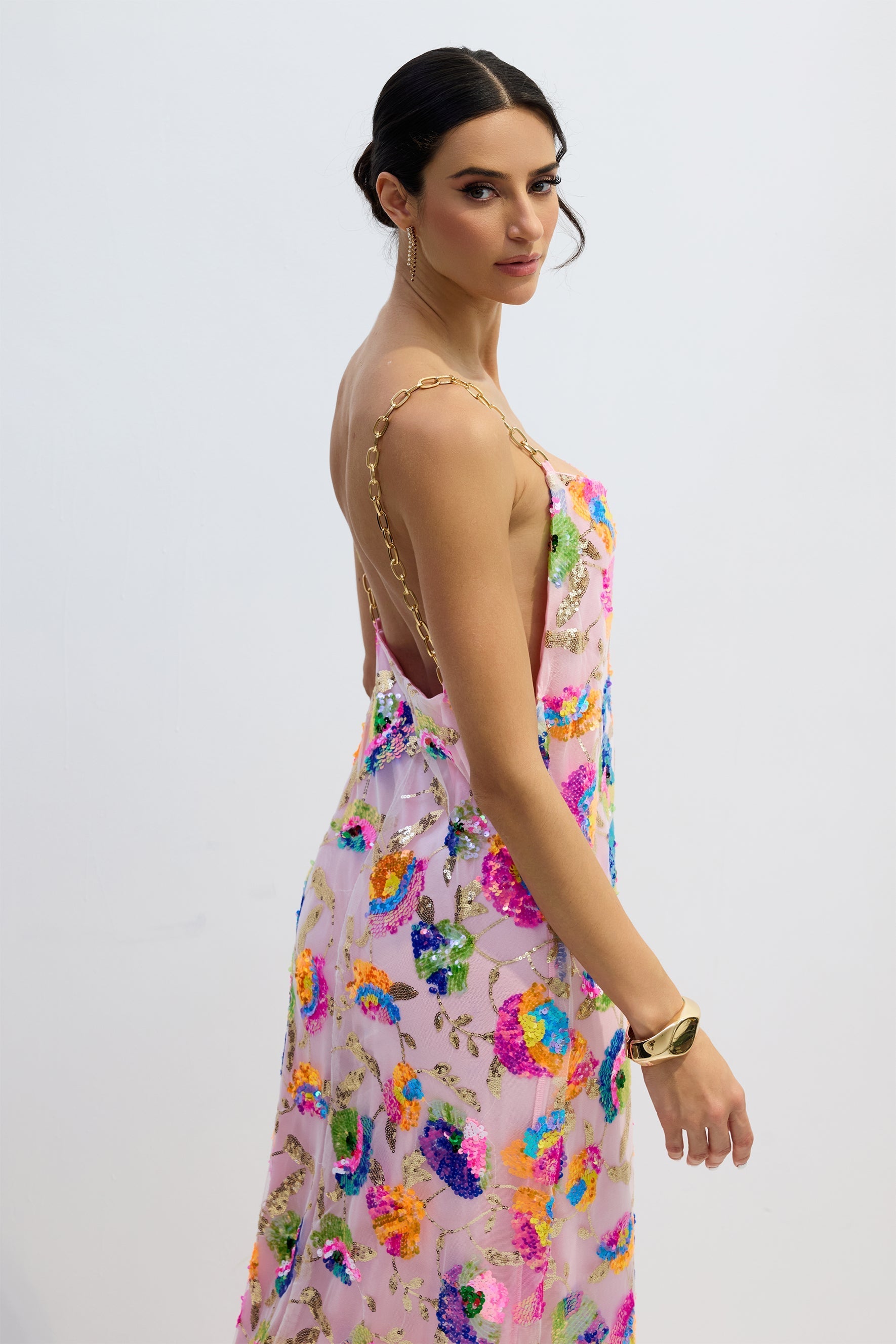 Embroidered Ses Backless Maxi Dress
