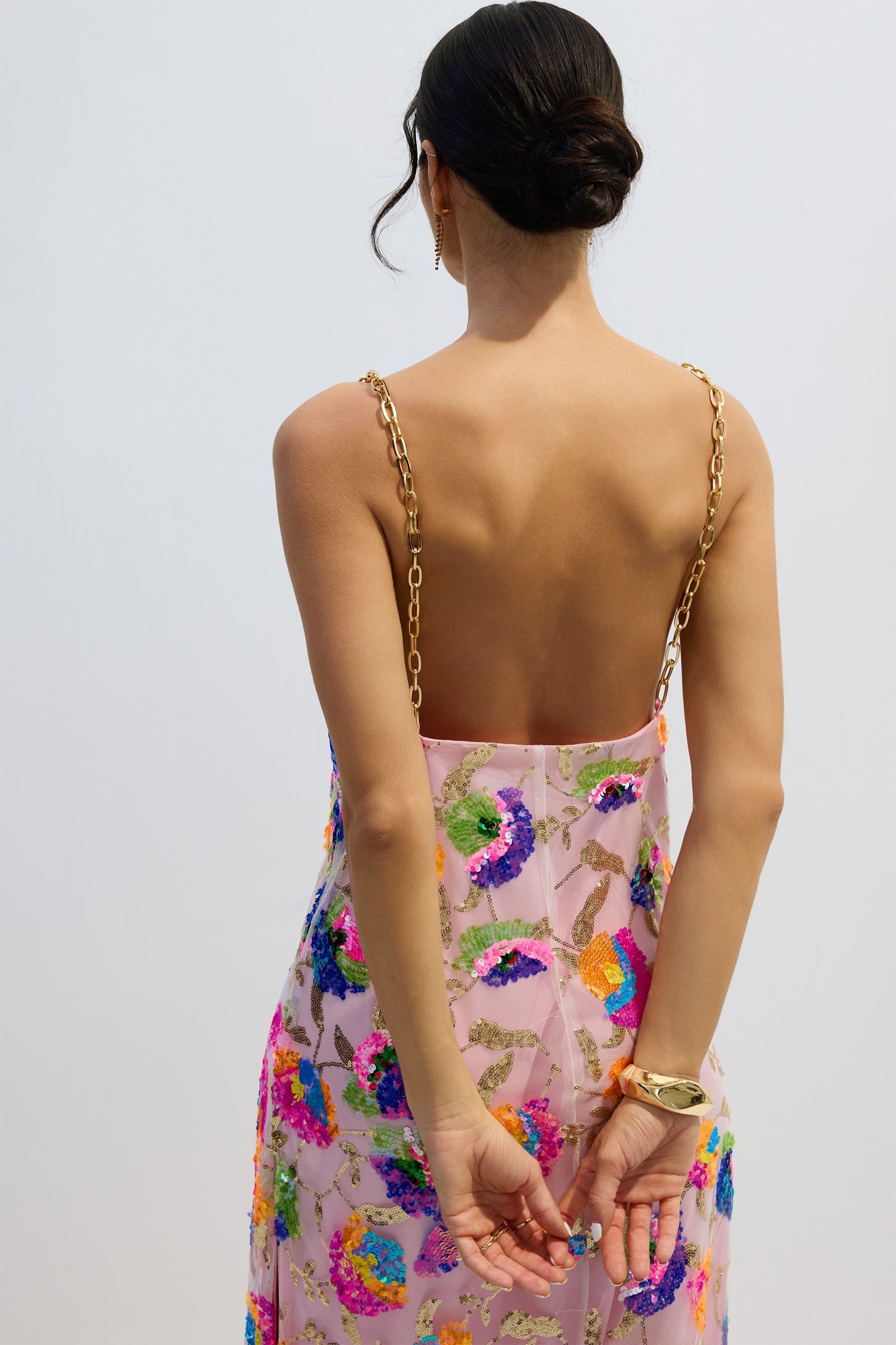Embroidered Ses Backless Maxi Dress