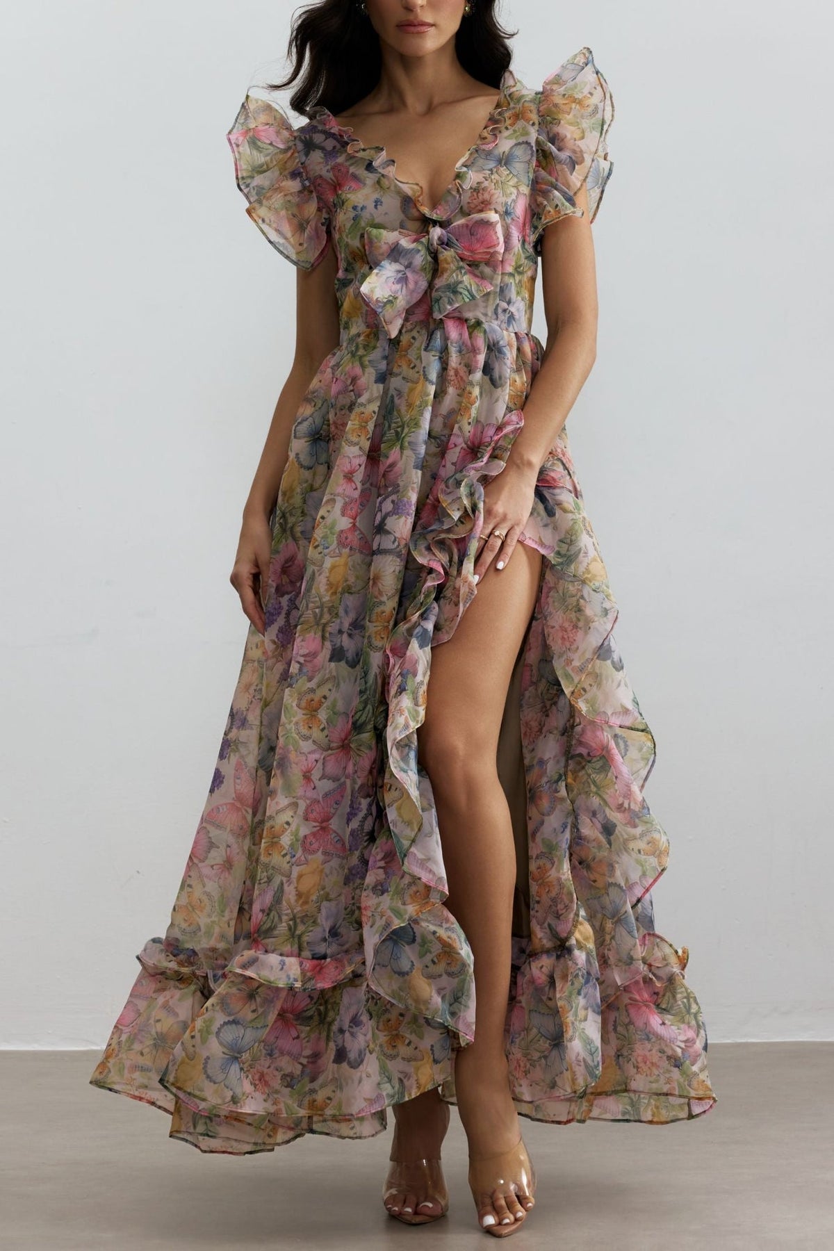 Print Ruffle Maxi Dress