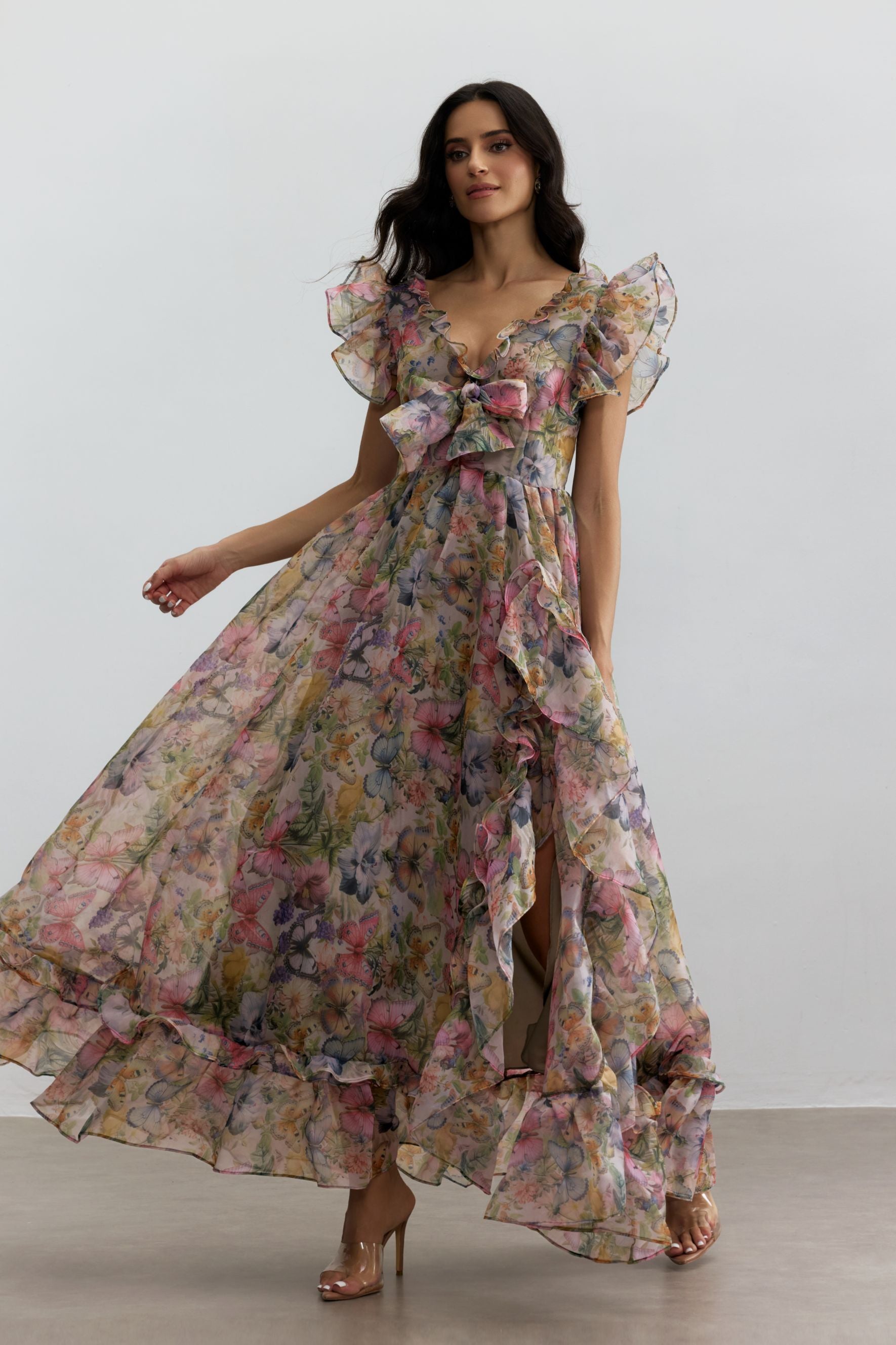 Print Ruffle Maxi Dress
