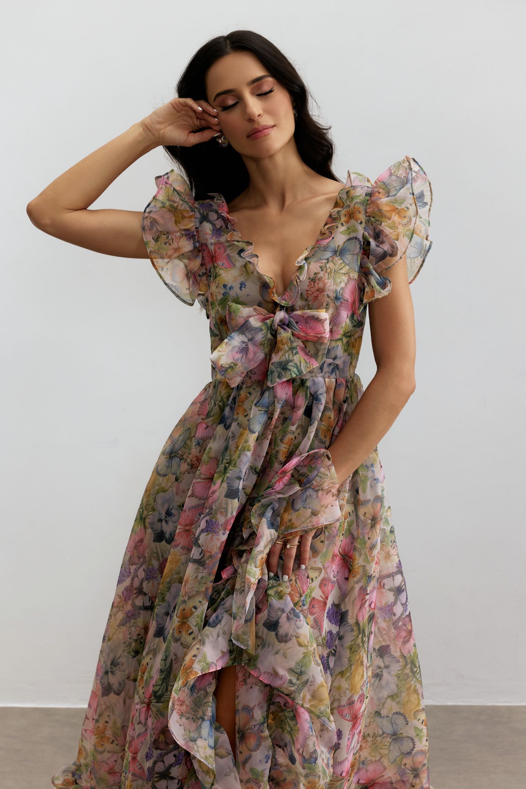Print Ruffle Maxi Dress