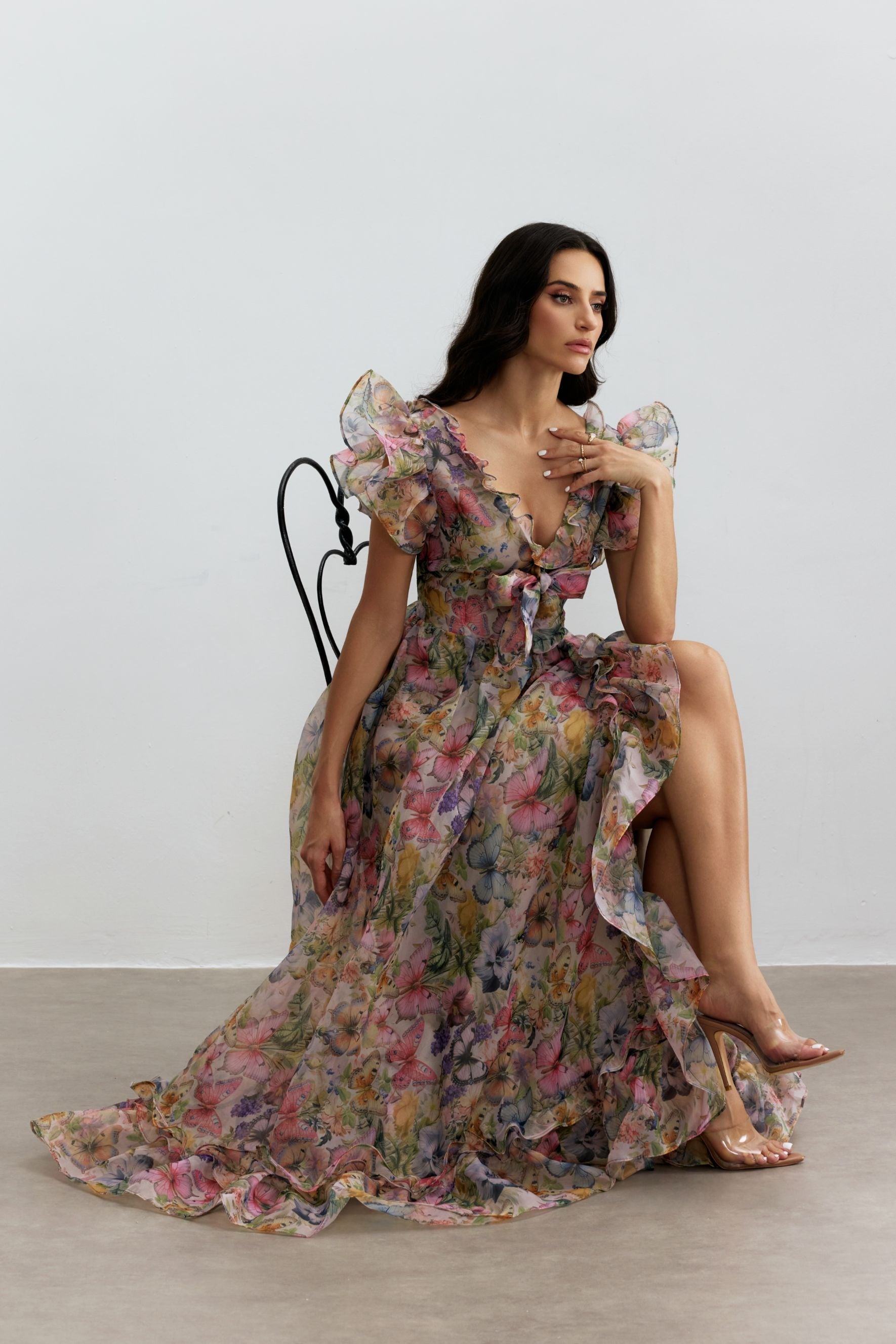 Print Ruffle Maxi Dress