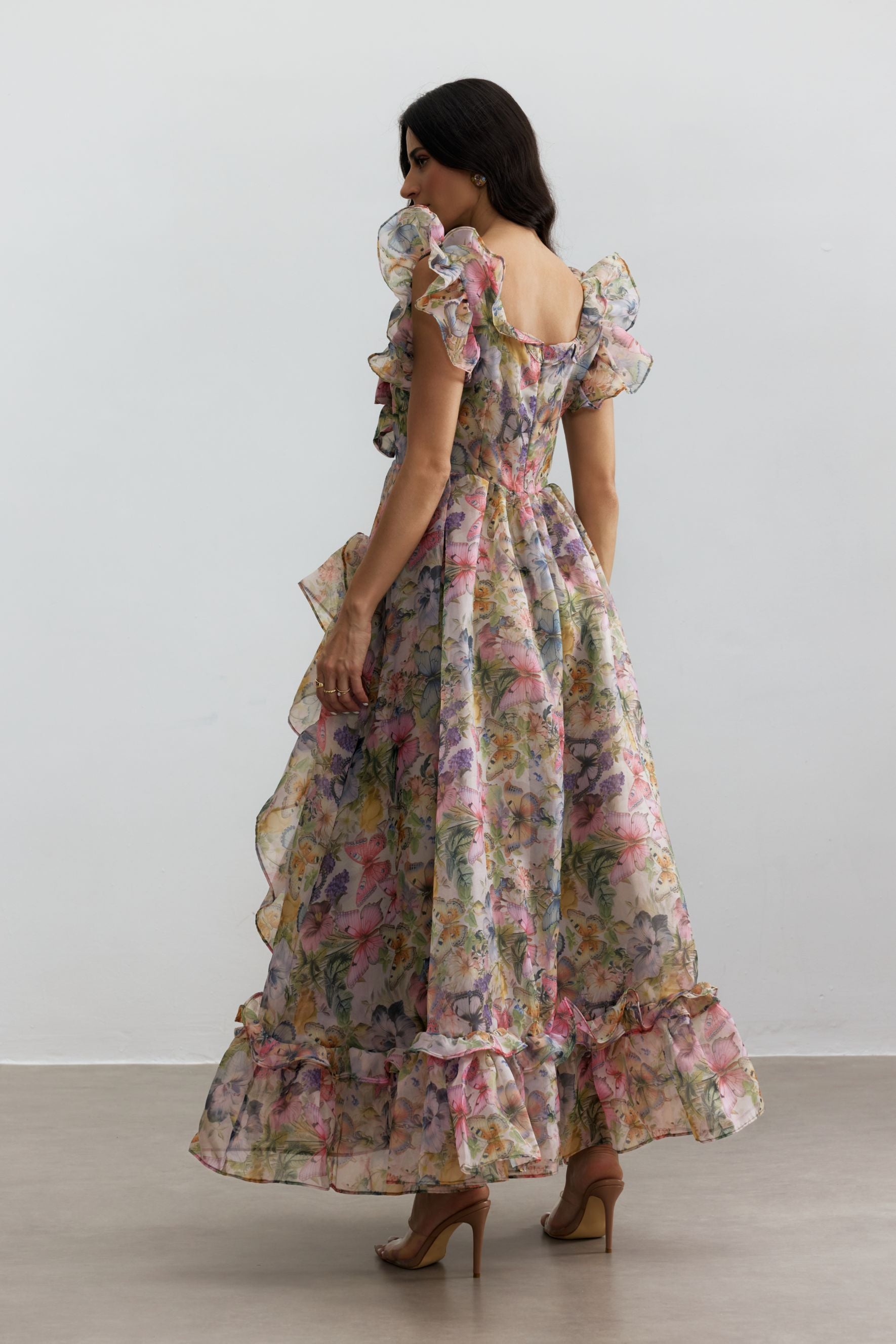 Print Ruffle Maxi Dress