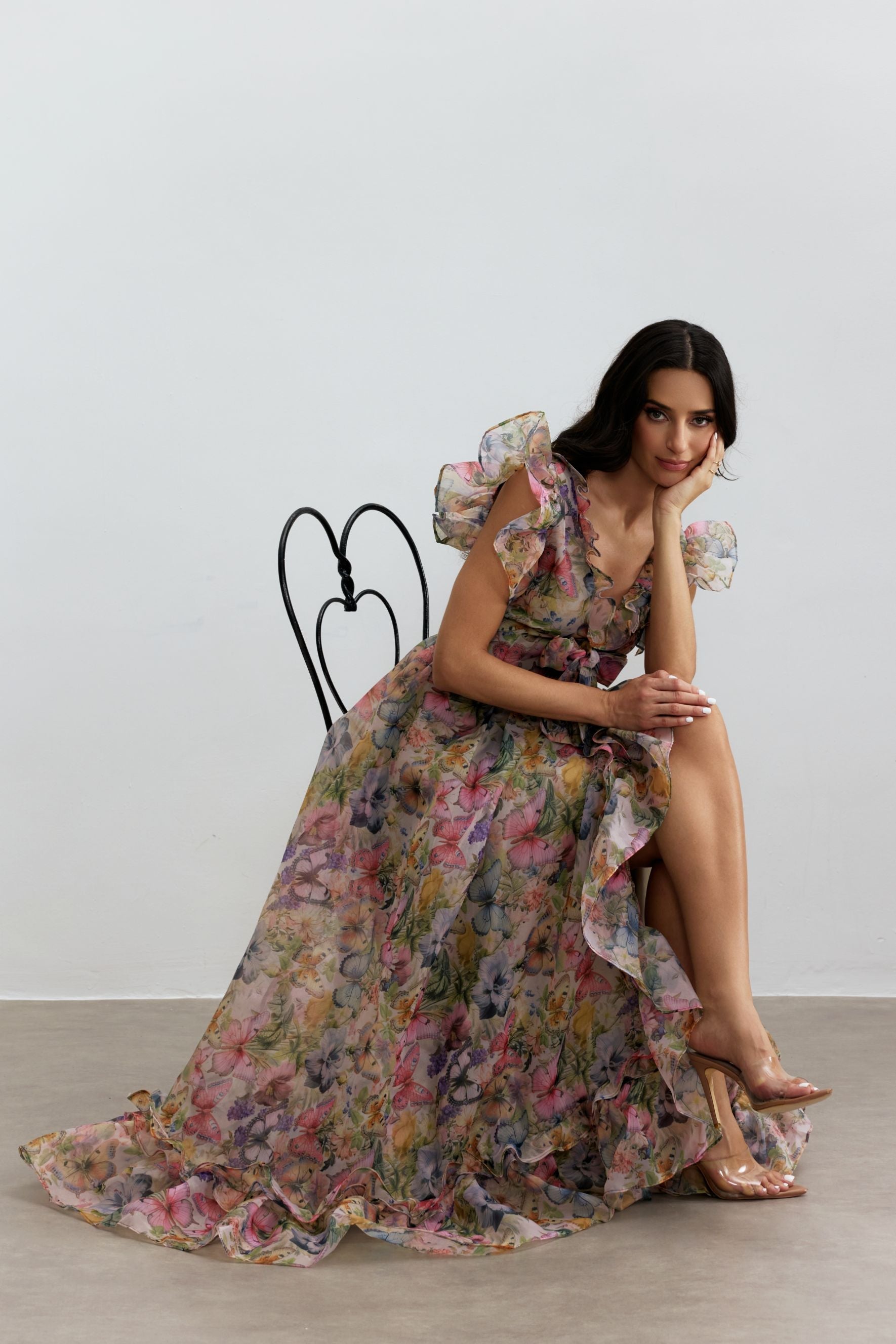 Print Ruffle Maxi Dress