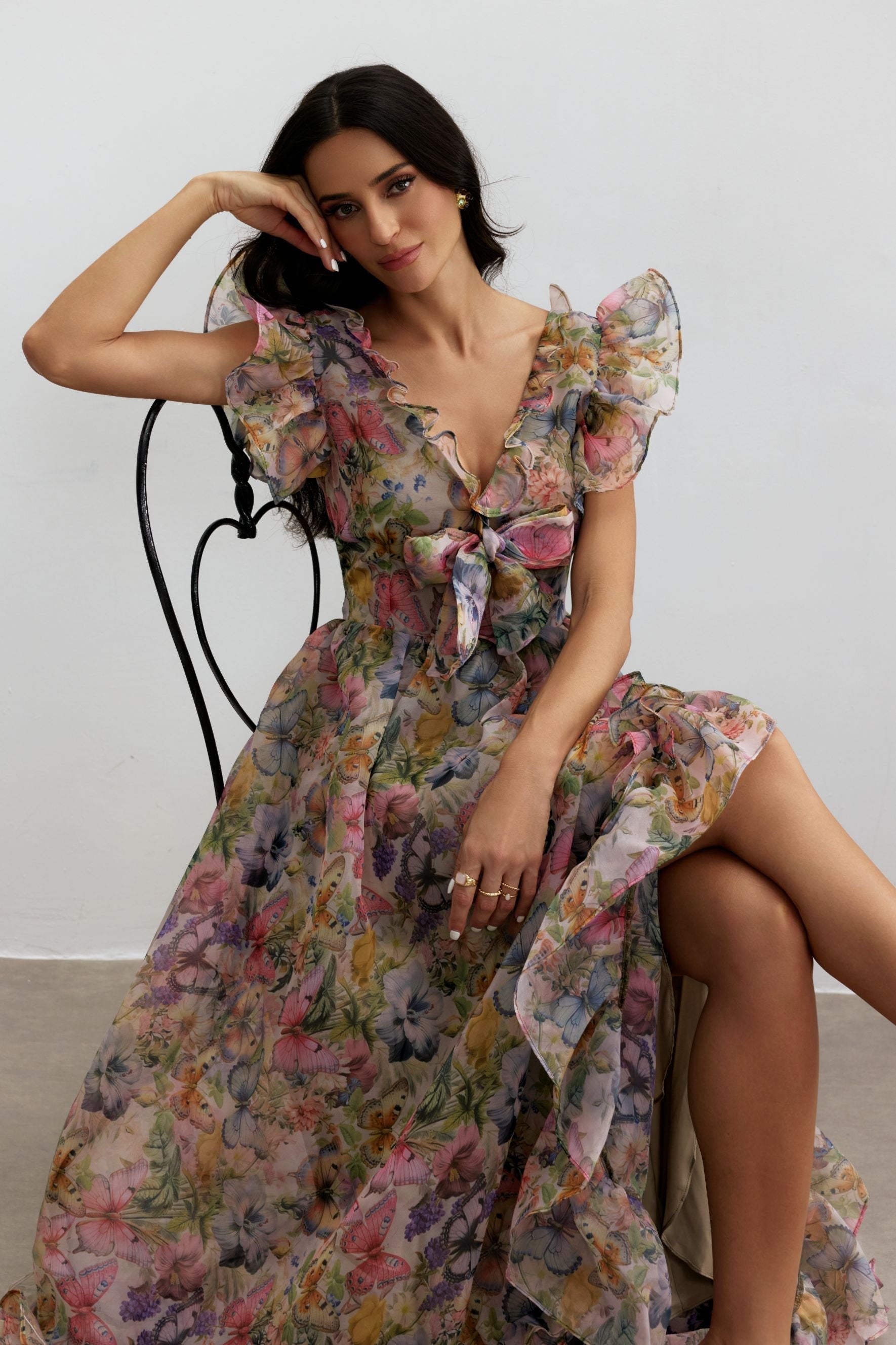 Print Ruffle Maxi Dress