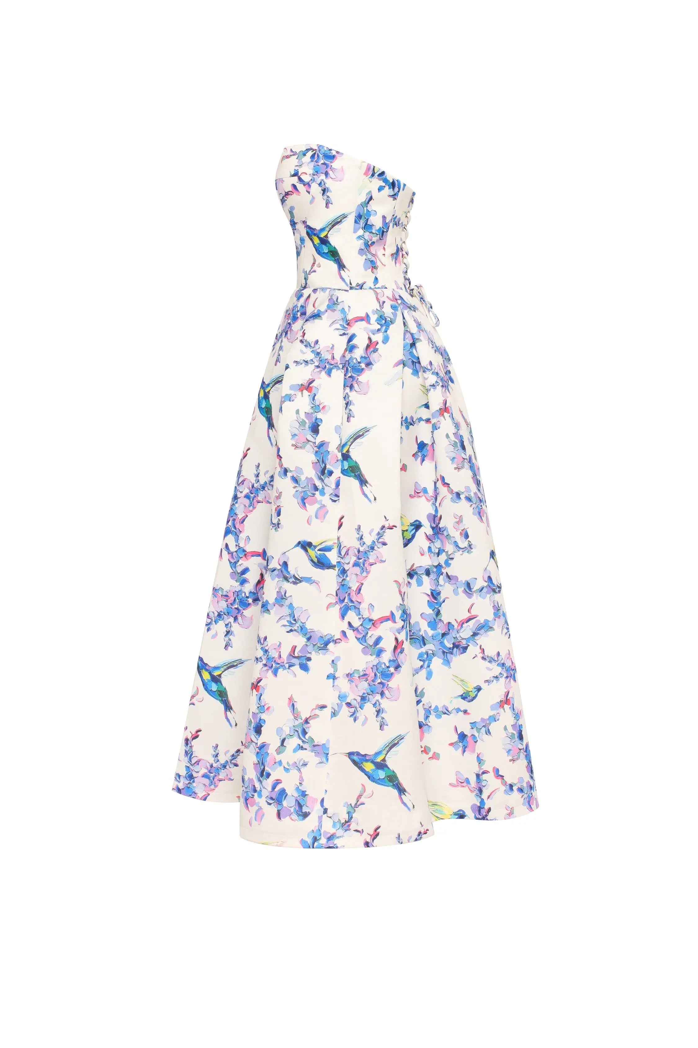 Midi Dress with Bird and Flower Print, Garden of Eden