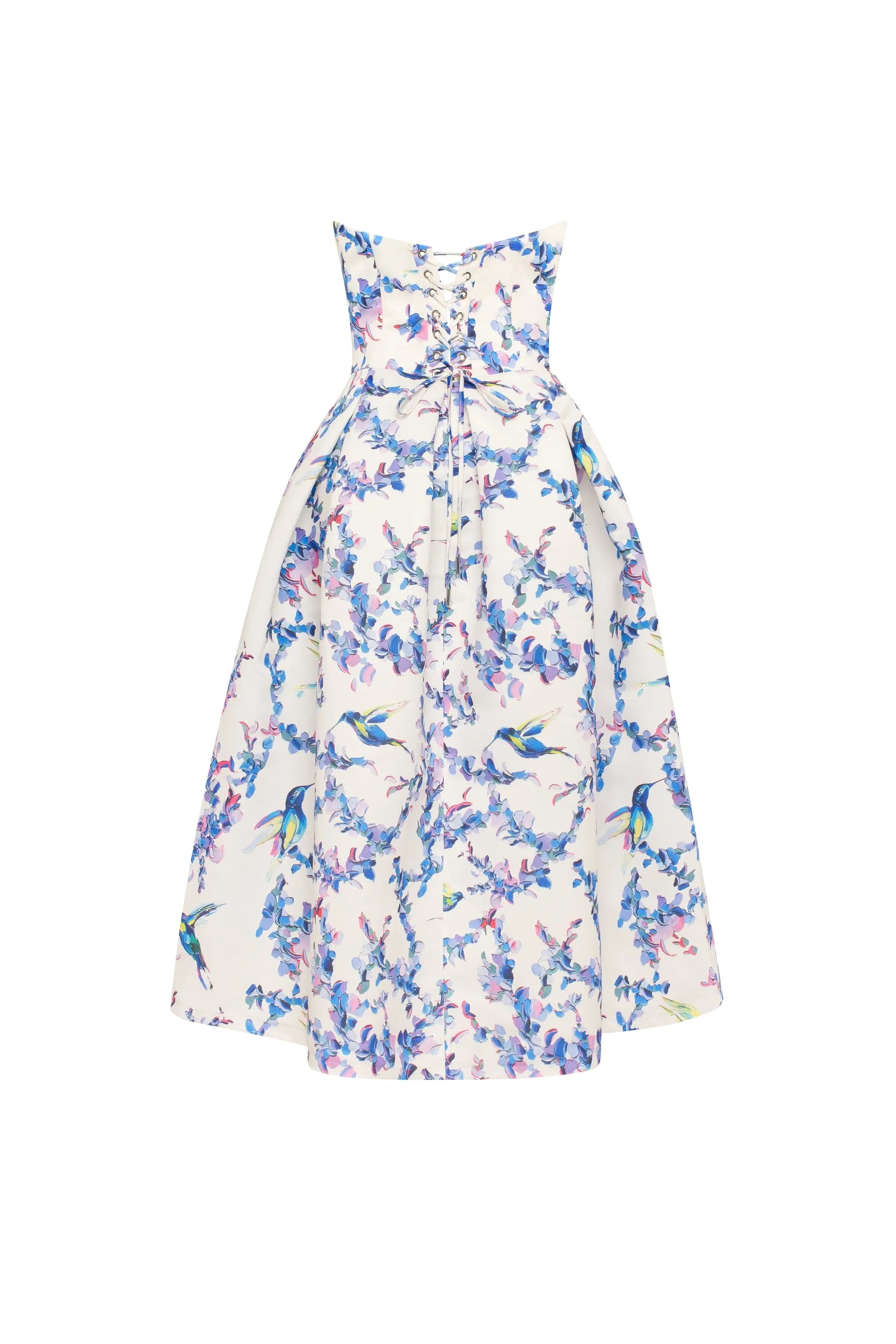 Midi Dress with Bird and Flower Print, Garden of Eden