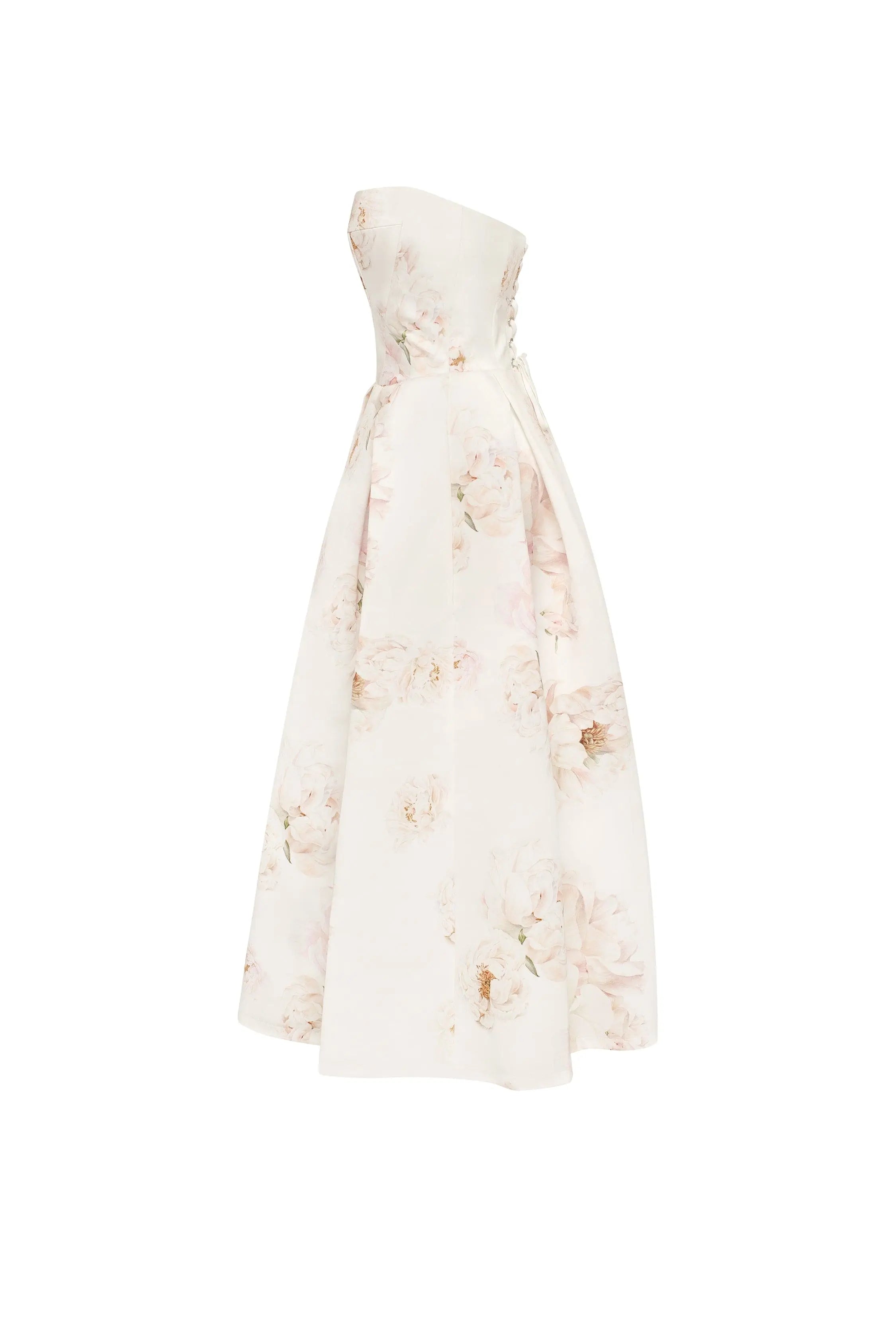Pink Peony Corset Midi Dress, Garden of Eden