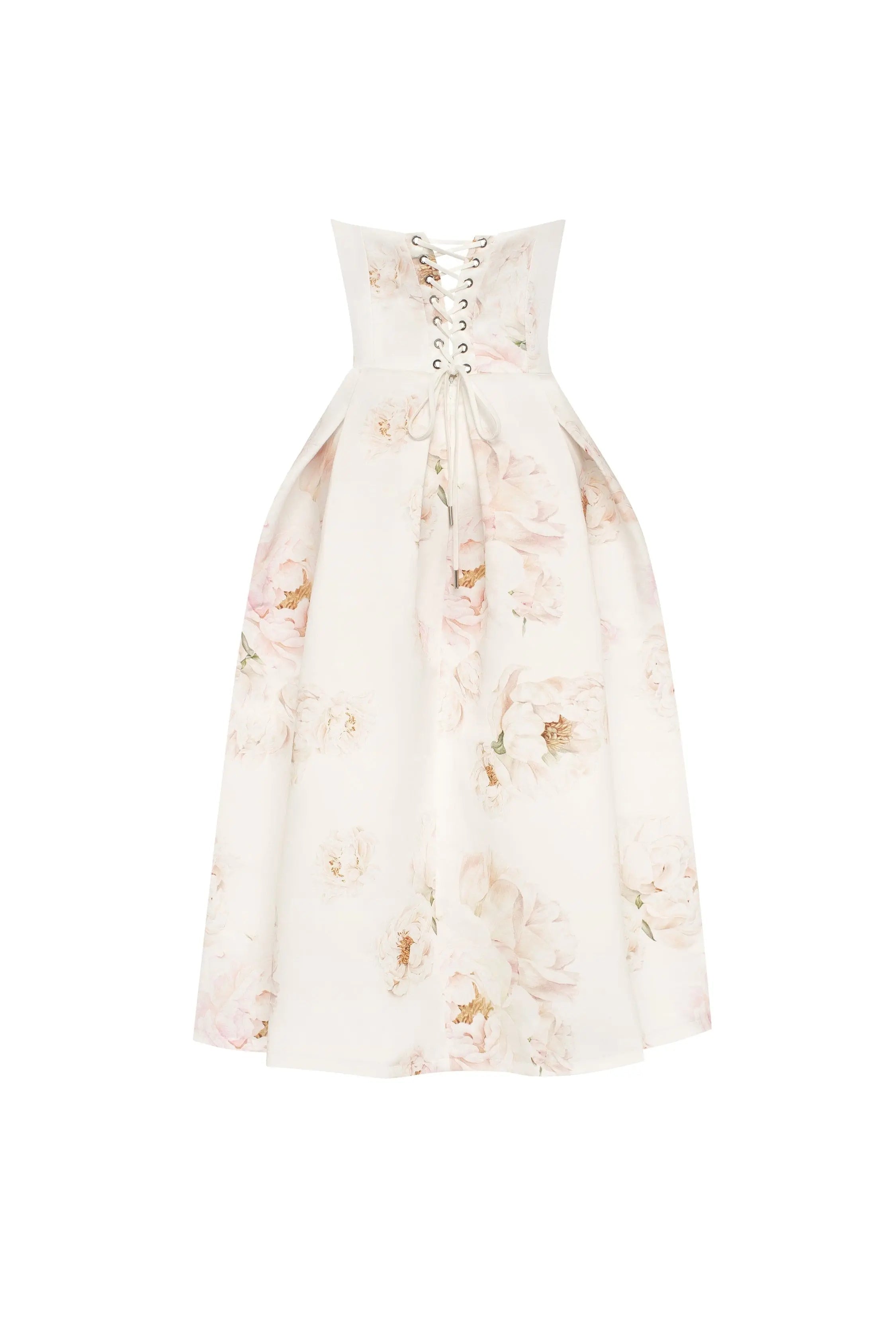Pink Peony Corset Midi Dress, Garden of Eden
