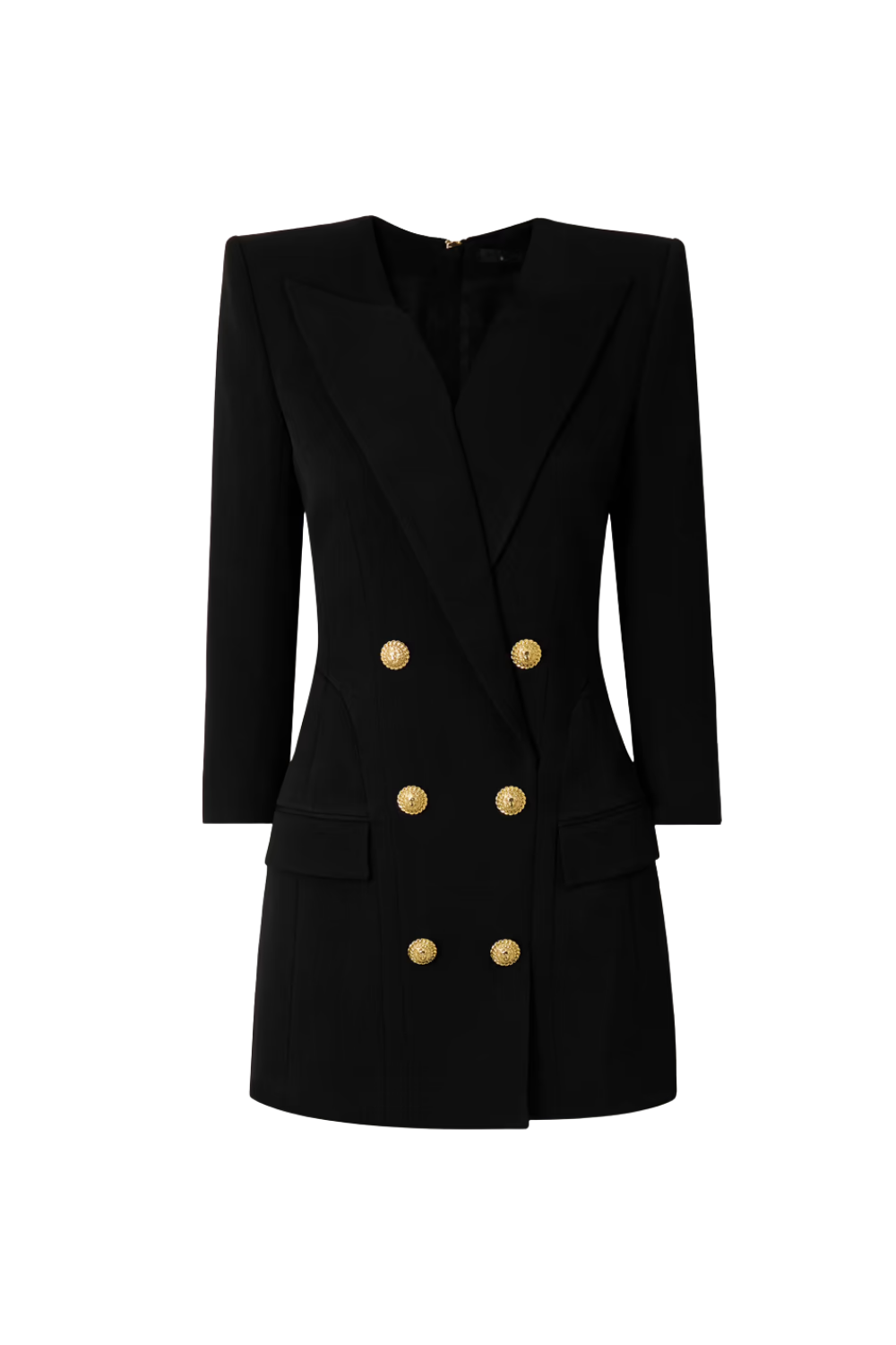 Button-Embellished Cotton-Twill Mini Dress in Black