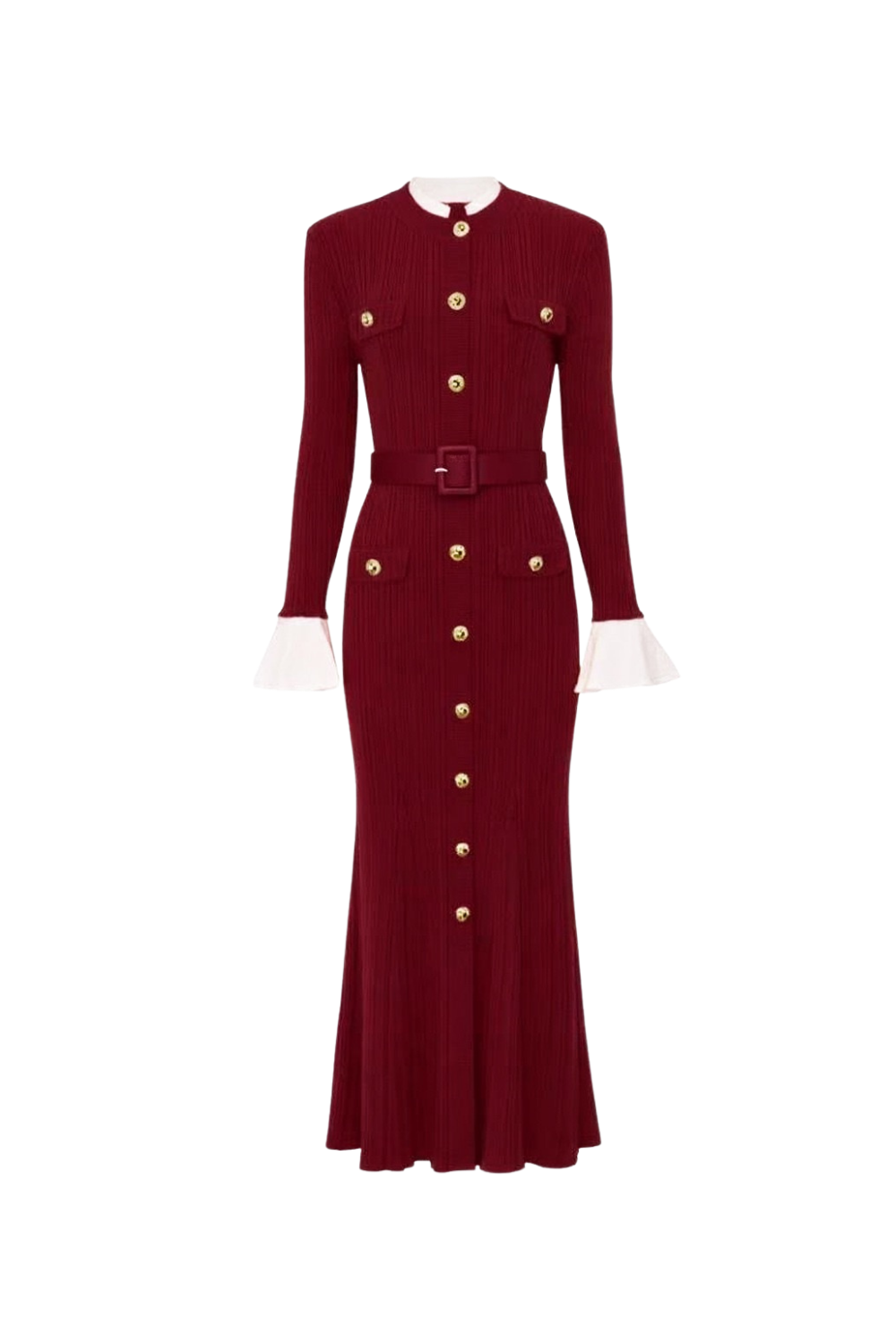 Contour Round Neck Long Sleeve Knit Maxi Dress
