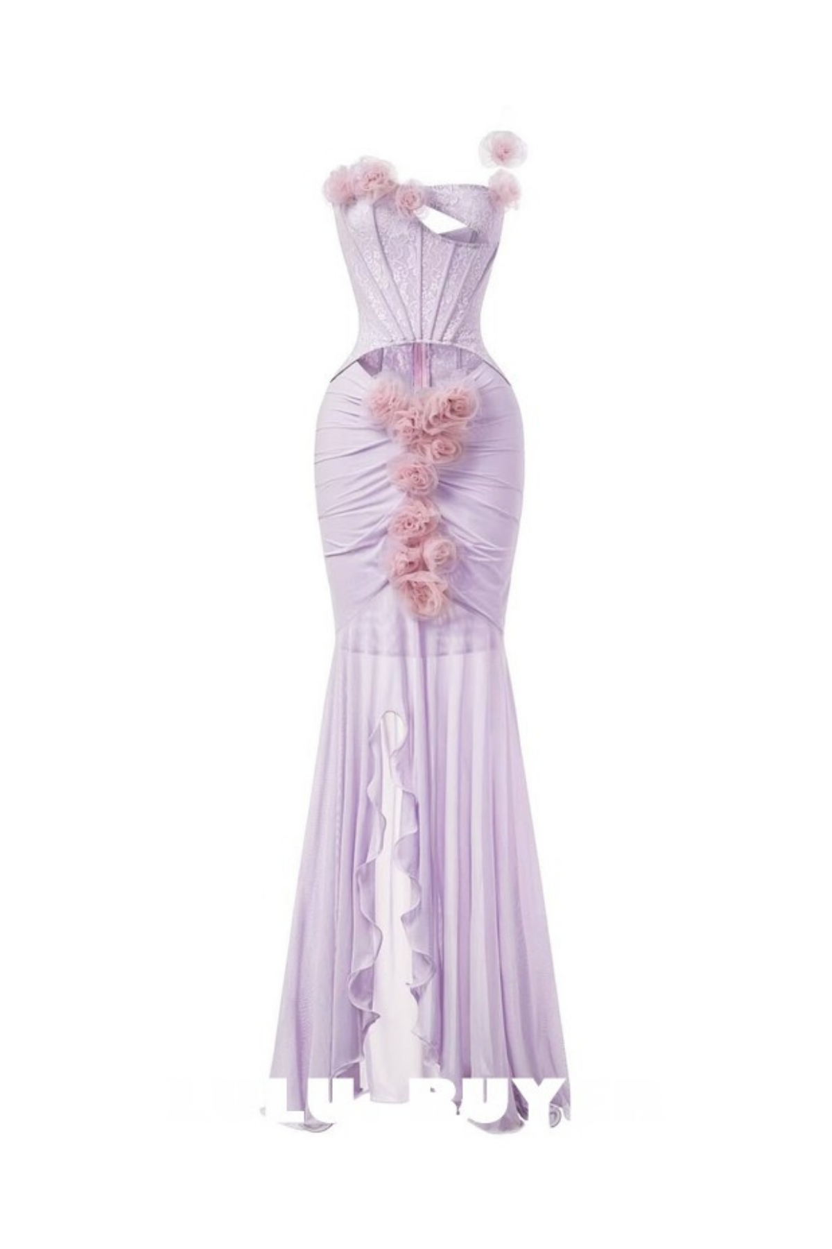 3D Flower Maxi Dress in Purple
