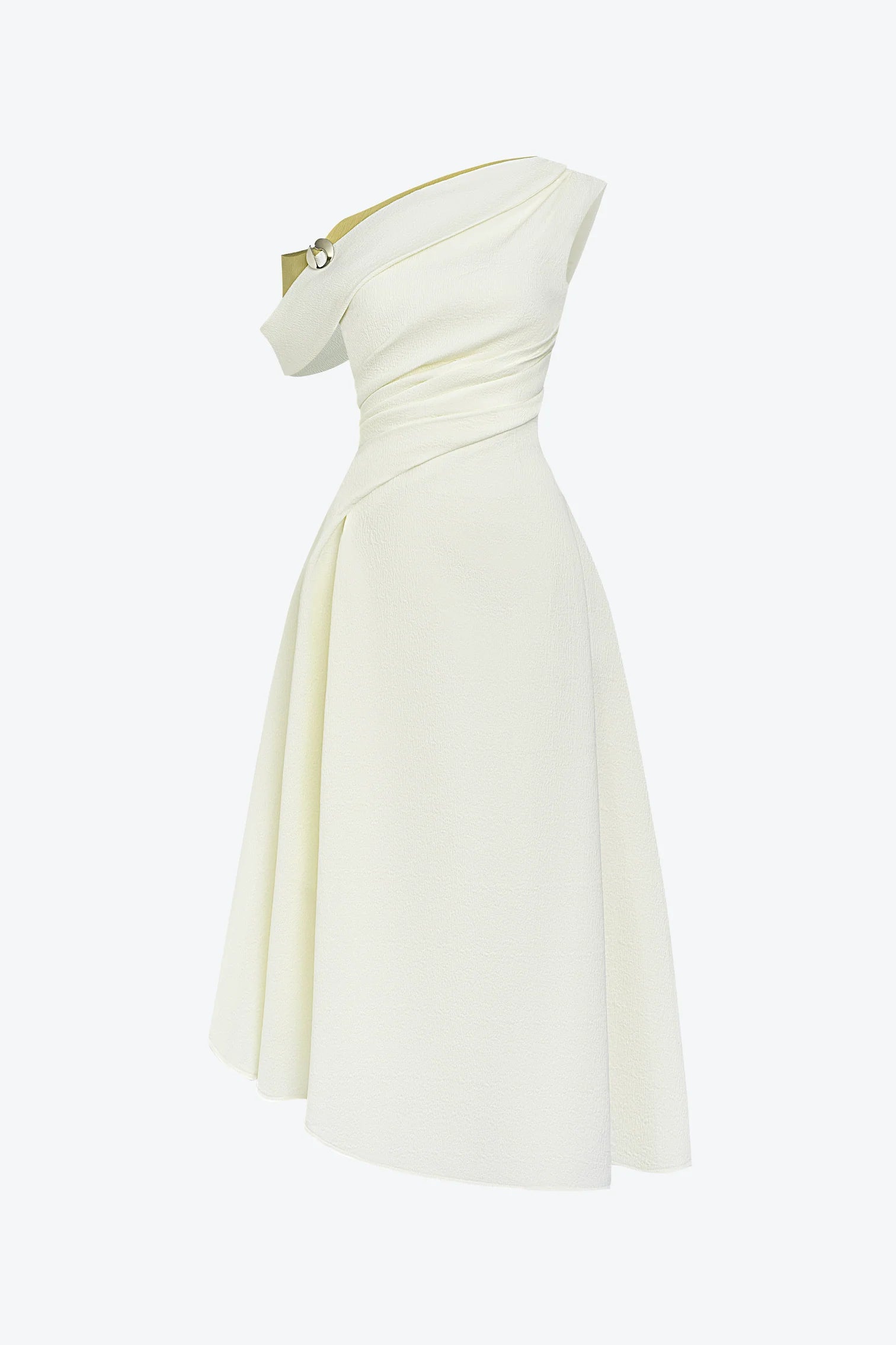 Lucy One-Shoulder A-Line Midi Dress in White