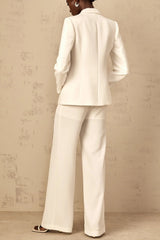 Diamond Hollow Out Blazer Set in White