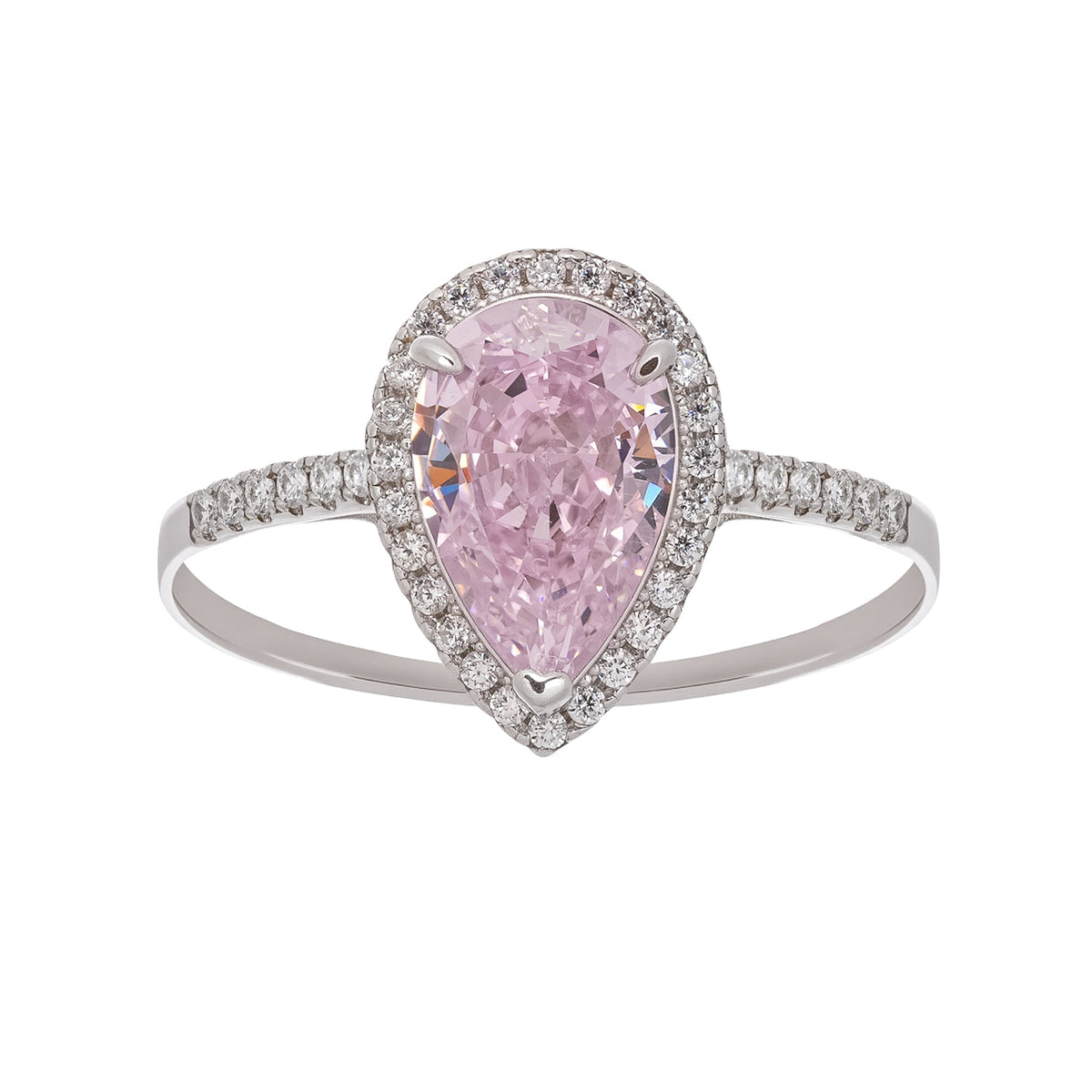 Pink Pear Shaped Gemstone Sterling Silver Ring