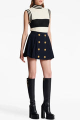 Gold Button Mini Skirt