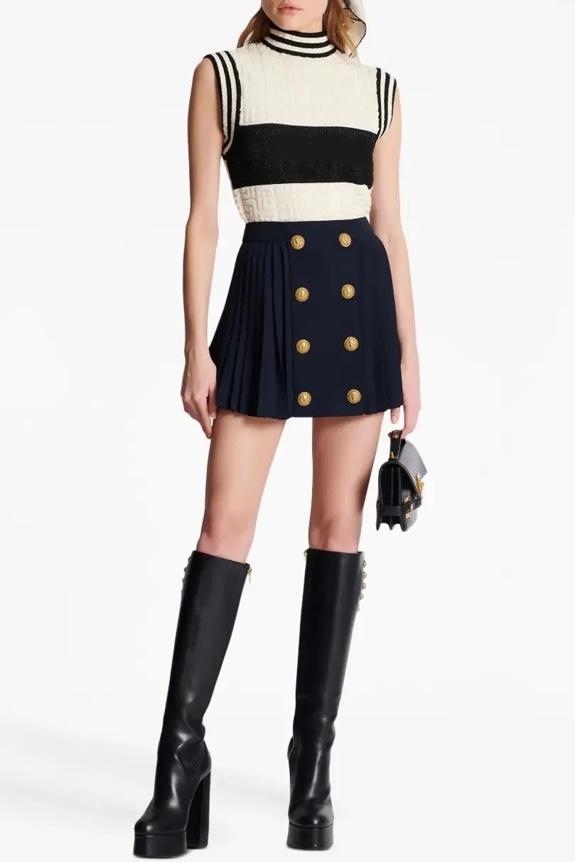 Gold Button Mini Skirt