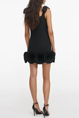 Floral Mini Dress - Black