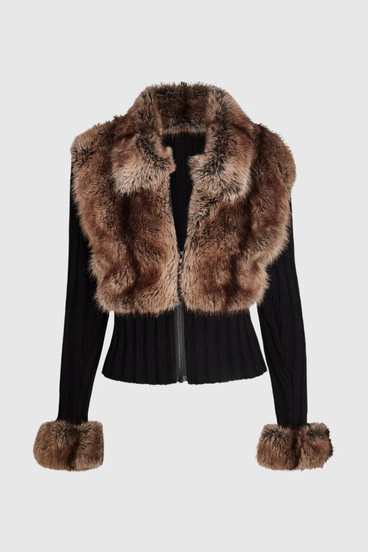 Faux Fur Knit Coat