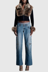 Faux Fur Knit Coat