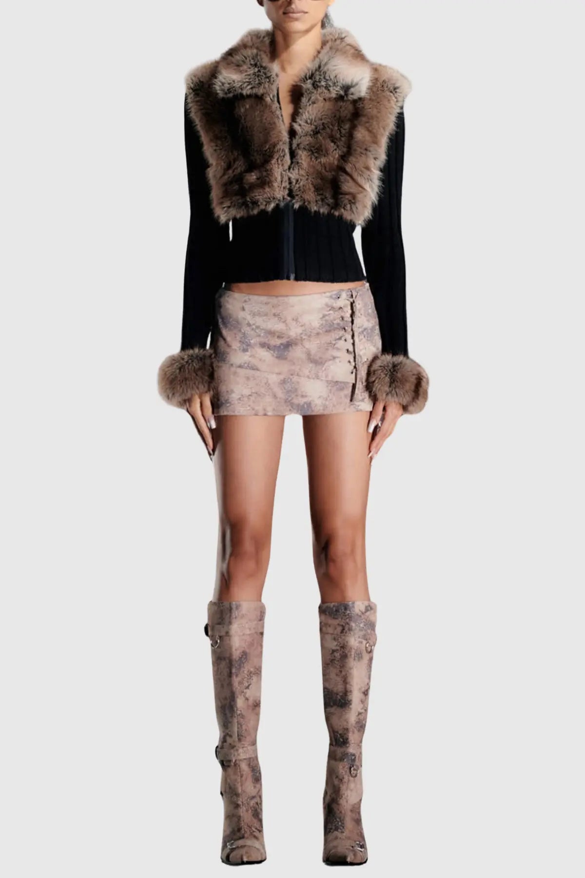 Faux Fur Knit Coat