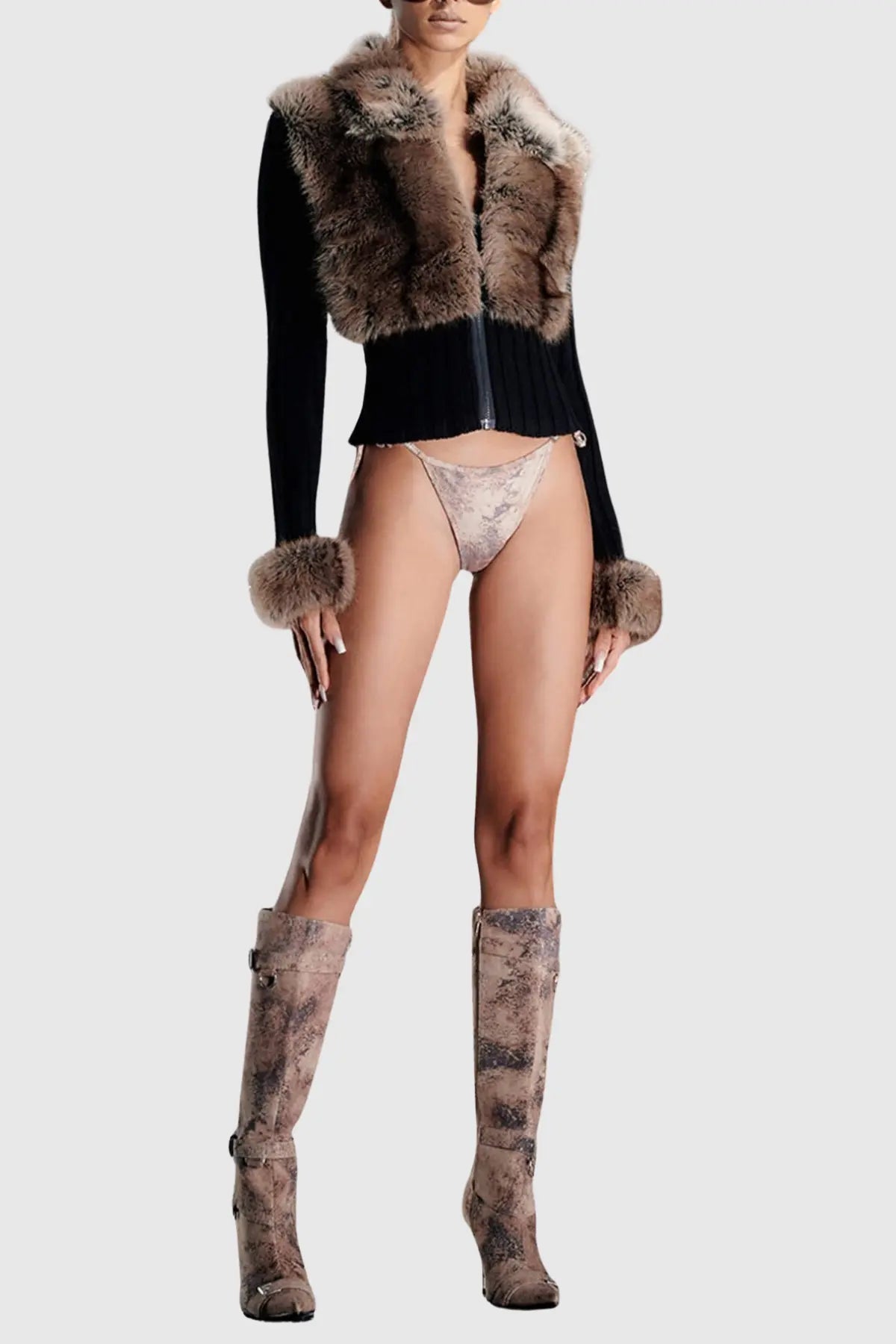 Faux Fur Knit Coat
