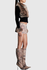 Faux Fur Knit Coat