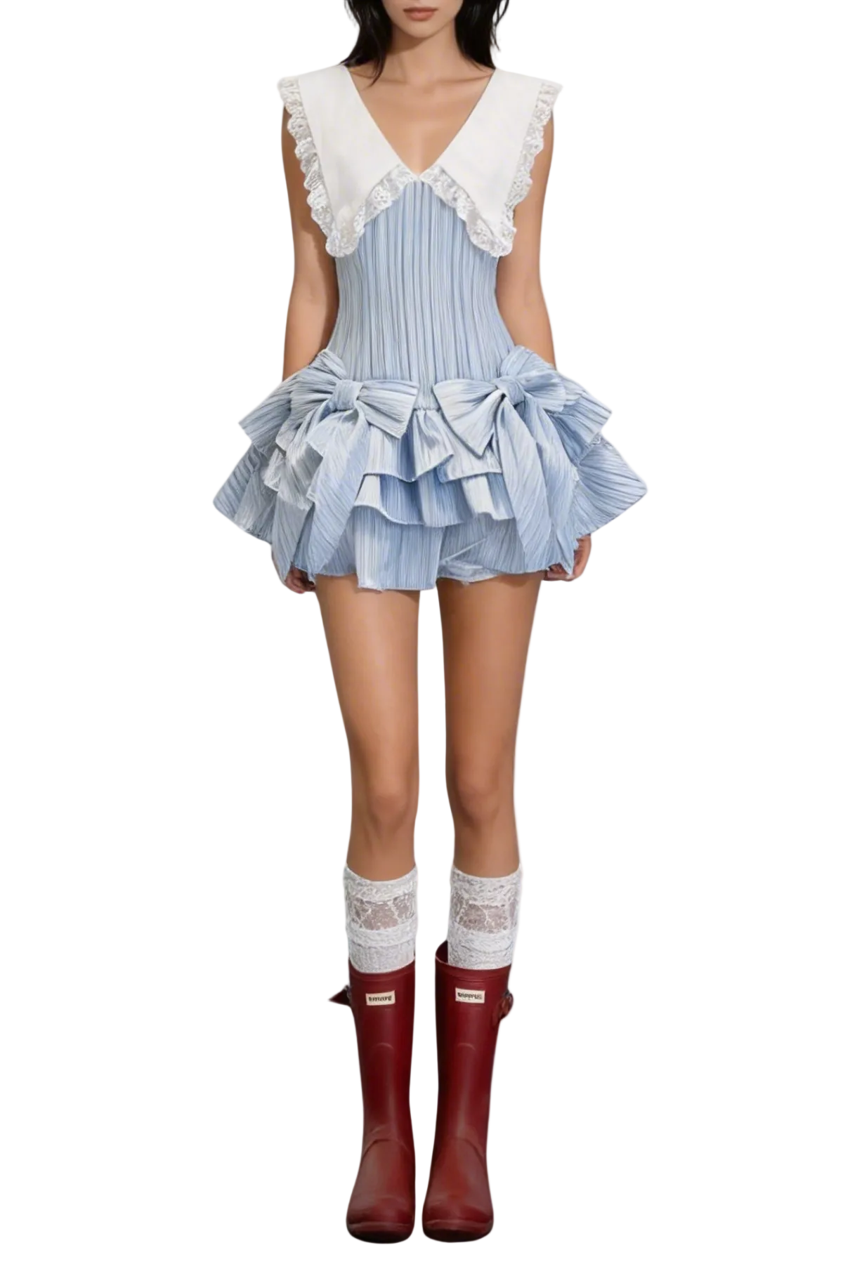 Puffy Mini Dress - Blue