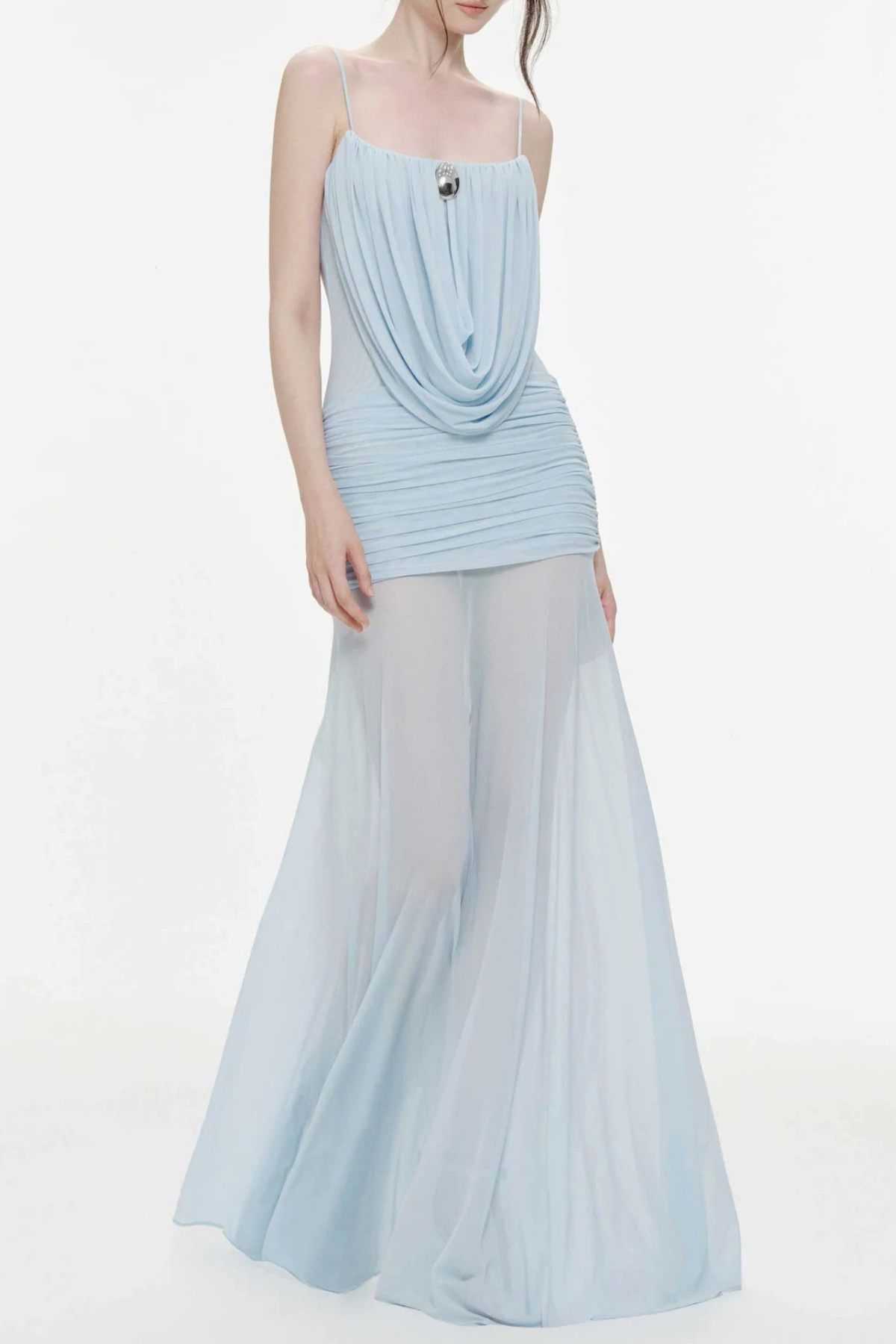 Ruched Maxi Dress - Blue