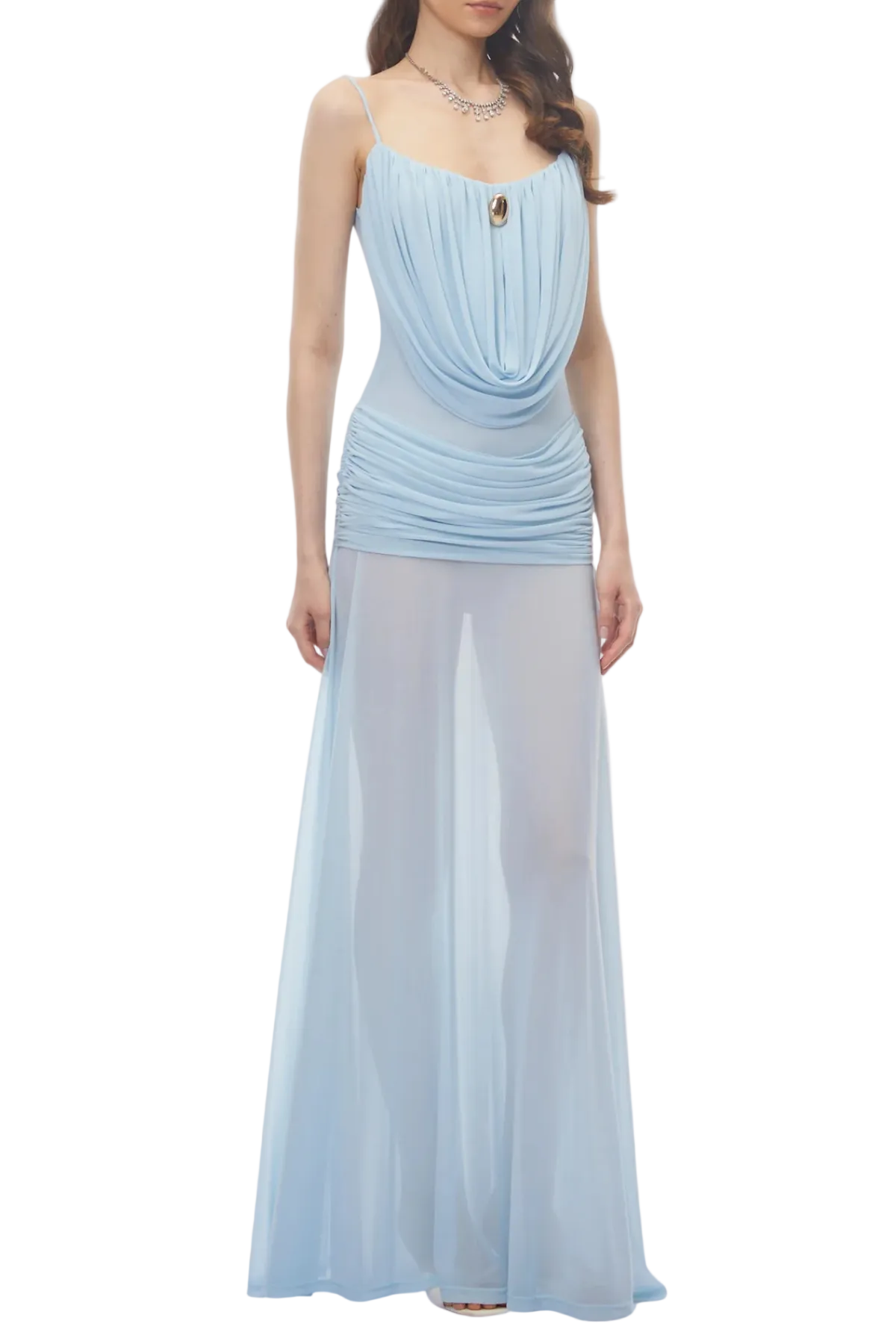 Ruched Maxi Dress - Blue