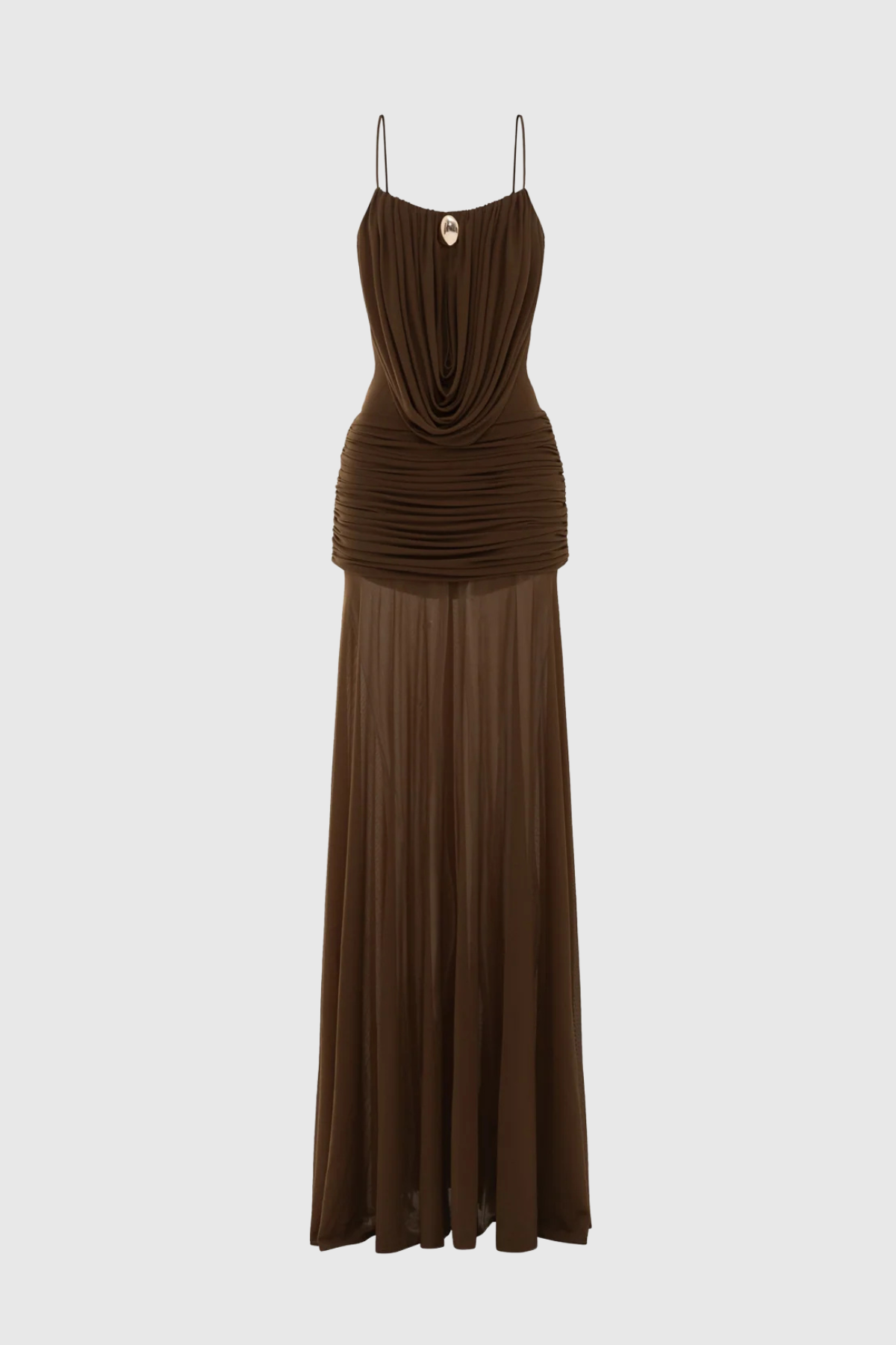 Ruched Maxi Dress - Brown