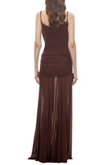 Ruched Maxi Dress - Brown