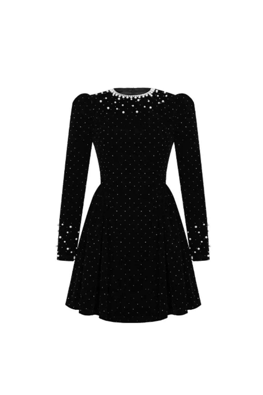 Black Rhinestone-Embellished Mini Dress