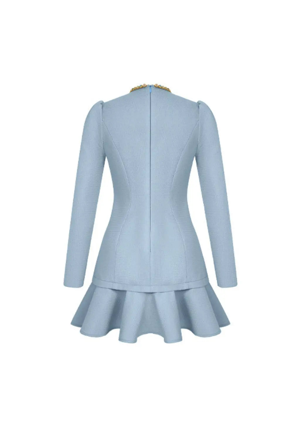 Rhinestone Neck Cutout Mini Dress in Blue
