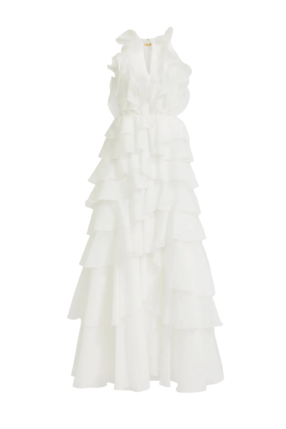 Halter Ruffle Maxi Dress - White