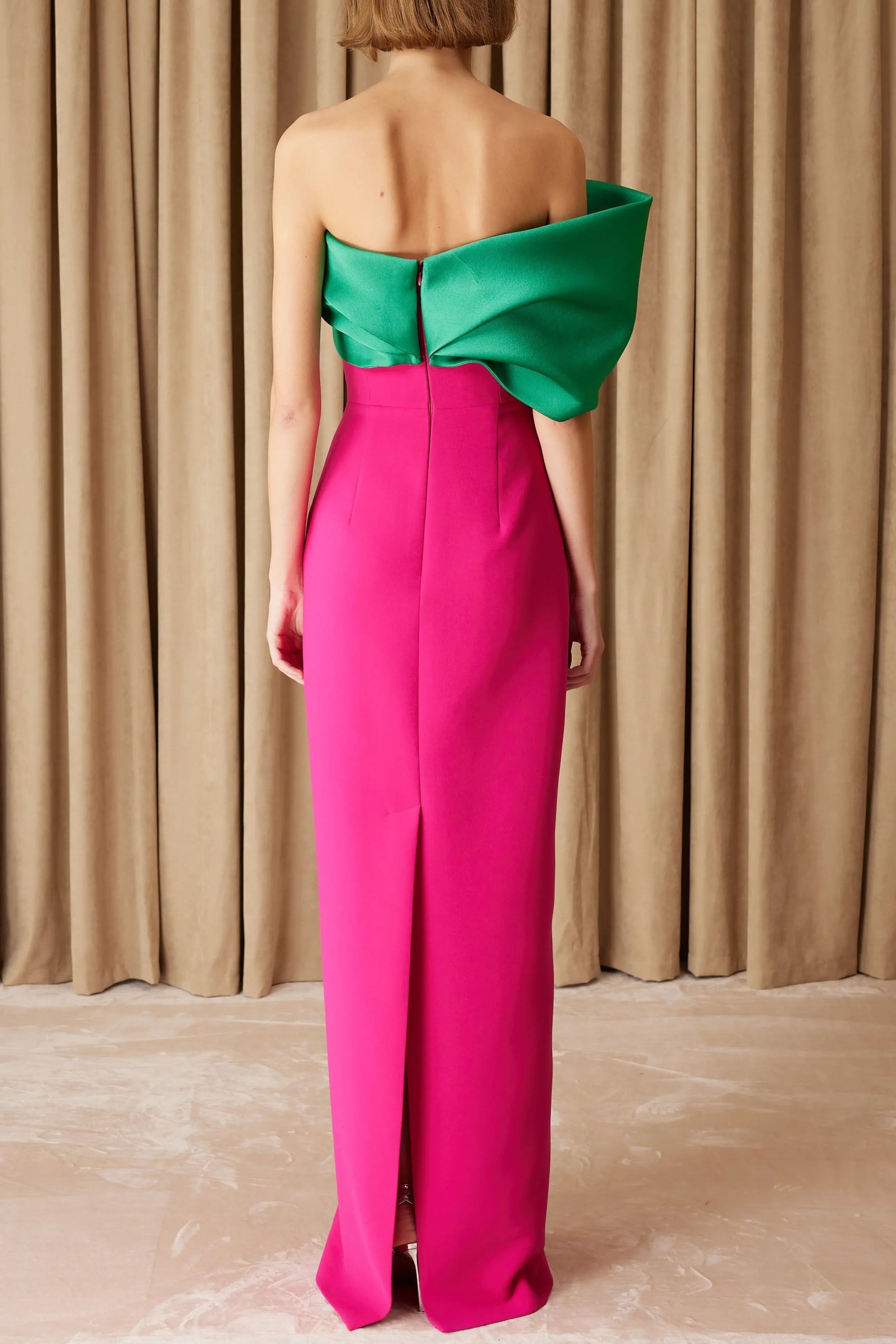 Maxi Dress - Green & Fuchsia