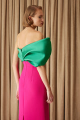 Maxi Dress - Green & Fuchsia